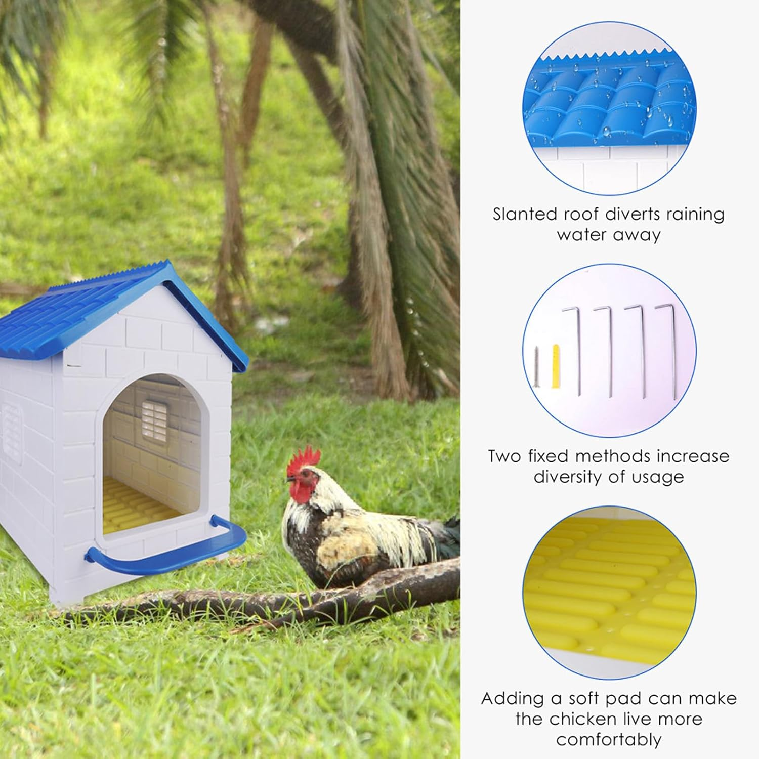 Bewinner Chicken Nesting Box - Compartment Chicken Laying Boxes with Minimalist Design, Easy Maintenance Hens Chicken Coop House for Farms, Yards image number 4