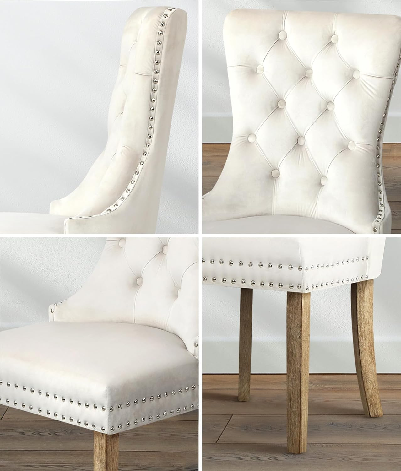 Oikiture Dining Table and Chair Sets 7Pcs Home Dining Sets with Wooden Table and Velvet Chairs image number 5