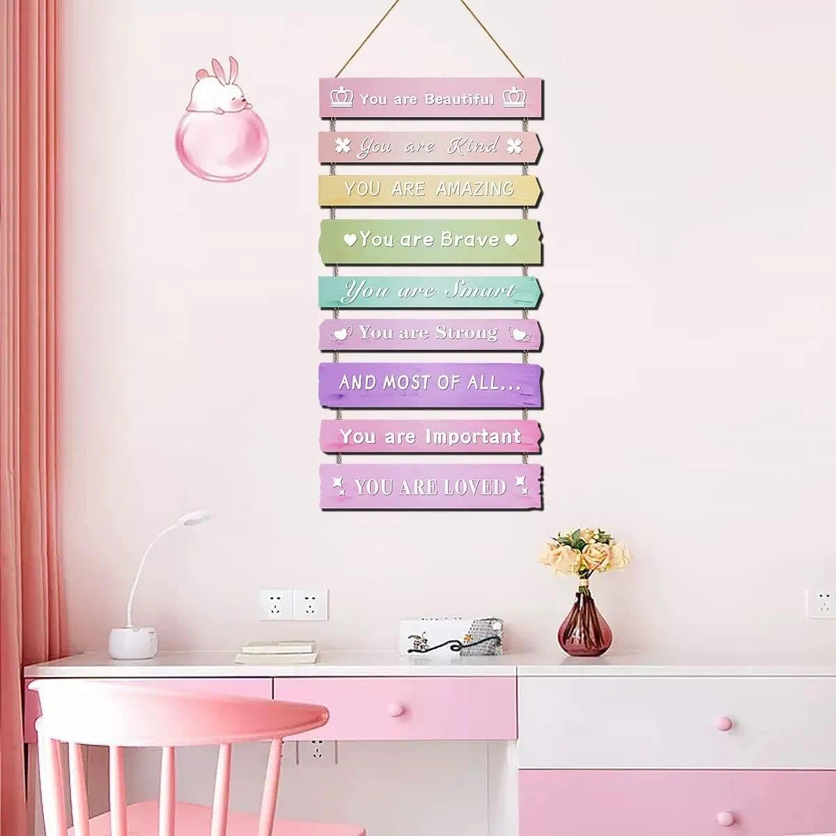 Aesthetic Room Decor for Teen Girls, Cute Bedroom Accessories, Inspirational Wall Art, Easy to Hang Wall Decor for Kids Room, Pink Room Decoration, Compatible with Various Room Styles - Leralsta