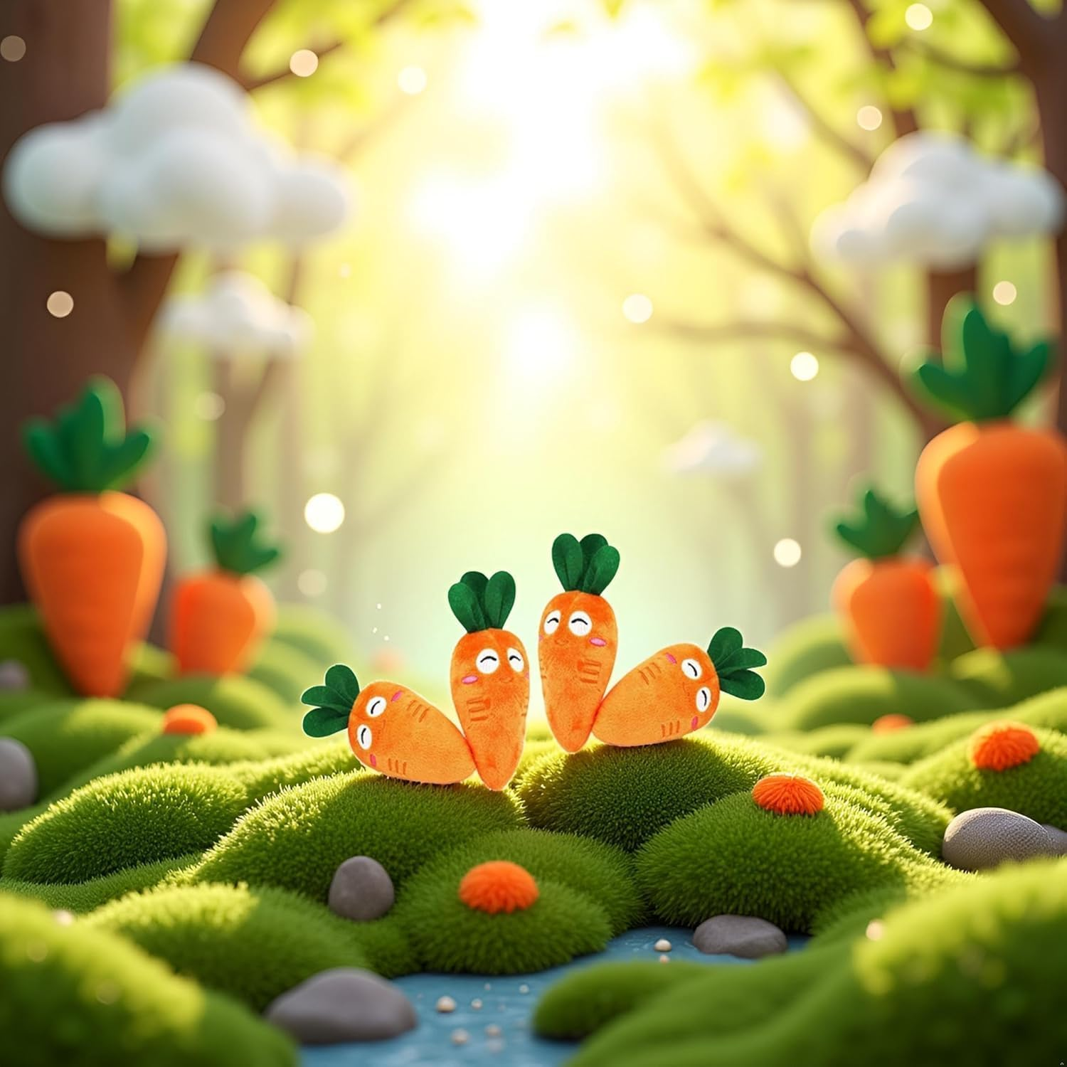 Ymhapp Soft Dog Toys Funny Cute Carrot Plush Chew Toys for Dogs Cats with Squeaky Sounds 4 Pack image number 2