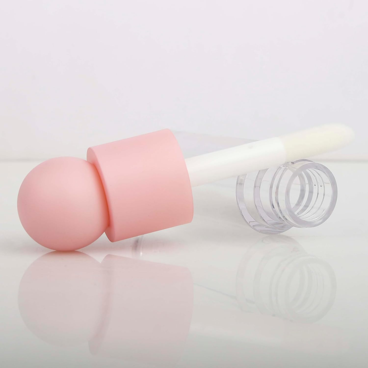 COSIDEA 30Pcs Empty 5Ml Pink Lip Gloss Tubes with Big Wand Large Deo Foot Brush Lipgloss Tube Container with Ball Shape Cap - Pink image number 6