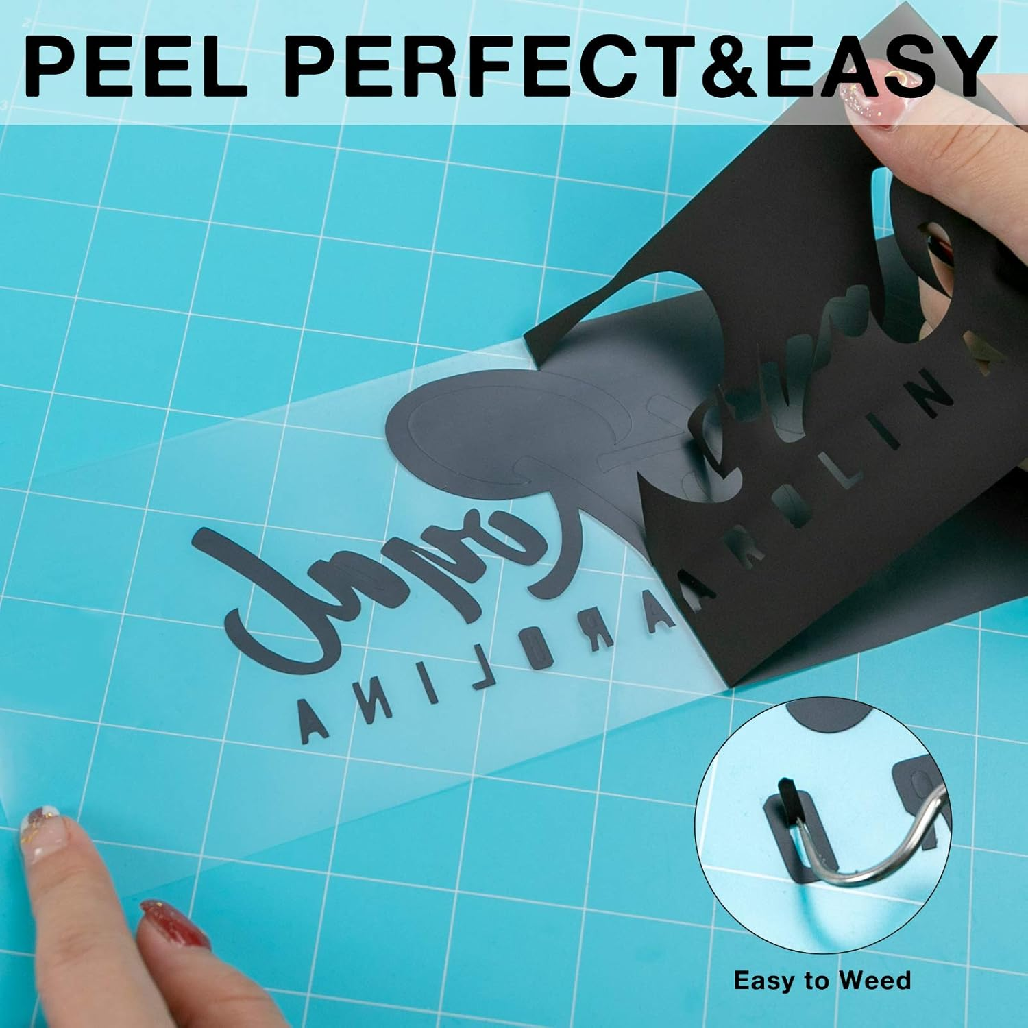 Heat Transfer Vinyl - 12" X 5Ft Black HTV Roll for Silhouette Cameo, T-Shirts & Bags - Easy to Weed & Cut for Heat Vinyl Clothing Design image number 4