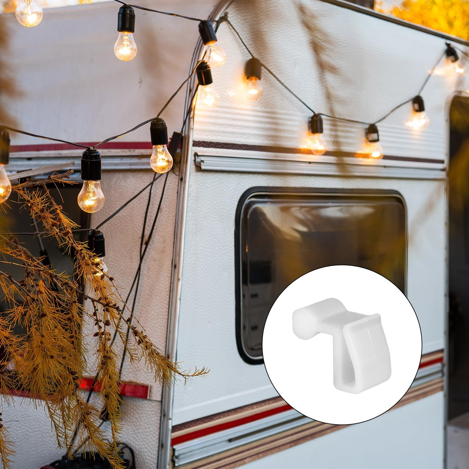 10Pcs RV Awning String Light Hooks, RV Hanging Light Hooks Light Holder String Light Clips Hanger for Caravan Keder Rail Outdoor Camper Car Accessories (White)