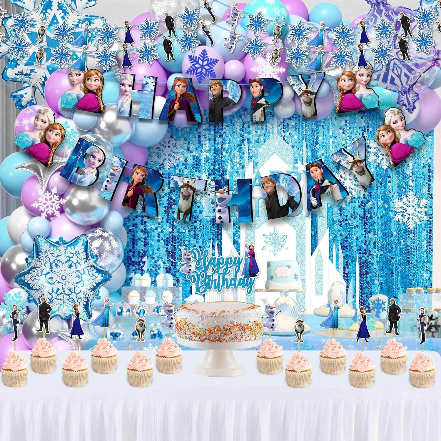 Frozn-Theme Birthday Party Supplies Bring Icy Elegance and Adventure to Celebrations. Perfect for Kids&rsquo; Birthdays and Winter-Themed Events image number 3