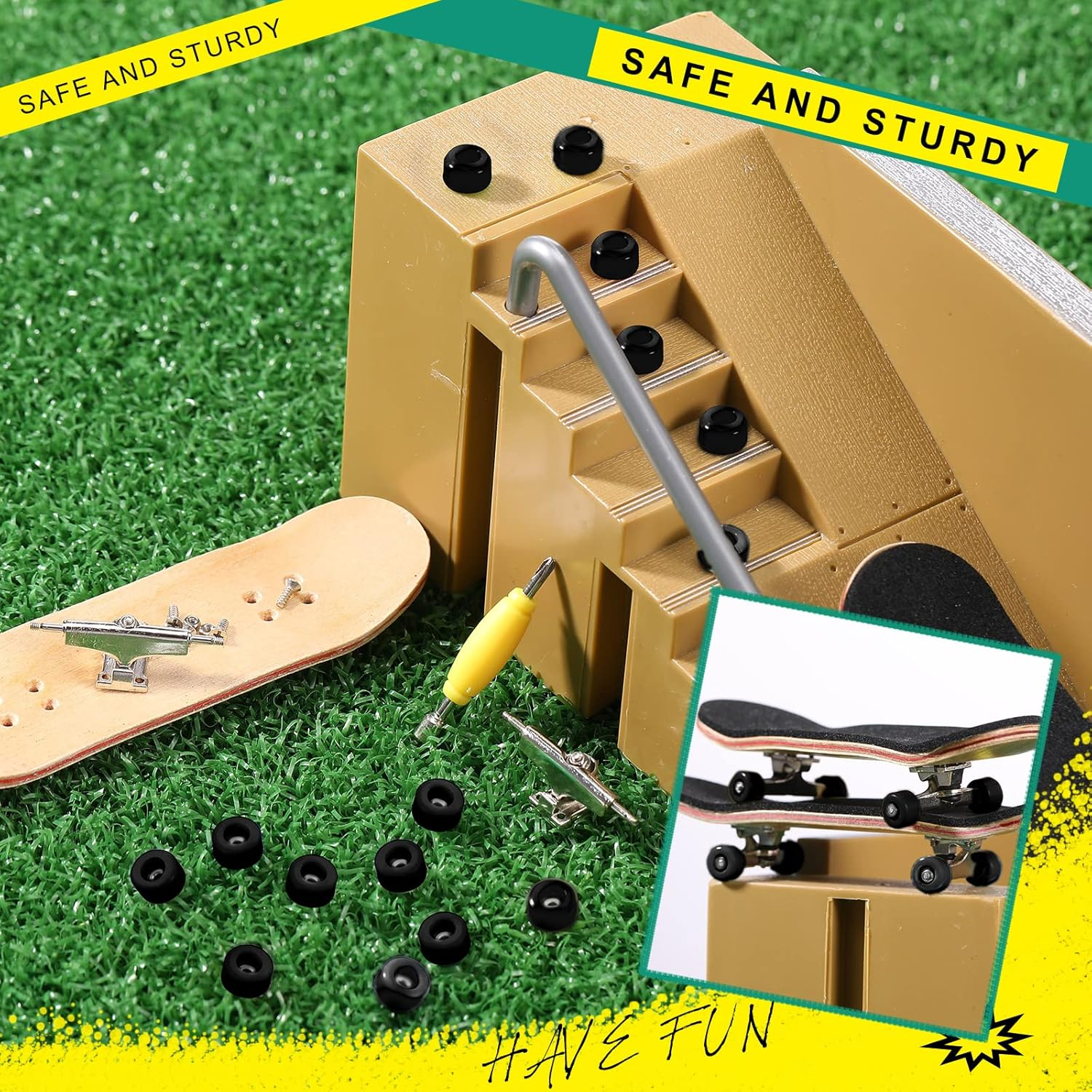 8 Pcs Fingerboard Bearing Wheels Standard Fingerboard Tool Fingerboard CNC Lathed Bearing Wheels Fingerboard Screwdriver and 2 Pcs Nut Driver for 34 Mm Wide Decks Finger Skateboard Trucks (Black) image number 5