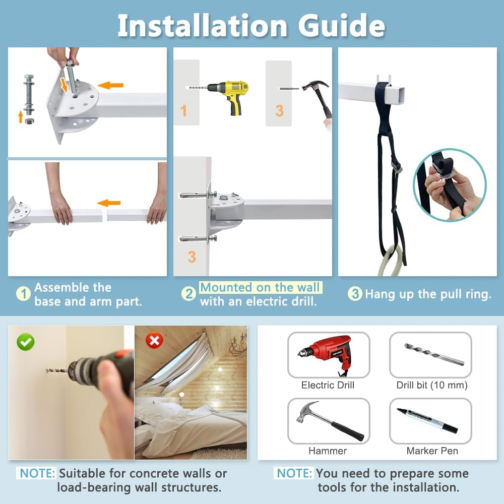 Bed Trapeze Bar for Elderly Bed Pull up Assist Handicap Bed Rails Medical Trapeze Bars for Get Out of Bed Hospital Overhead Trapeze Stand Bar for Bed Mobility Transfer Bar Bed Helper Handle image number 1