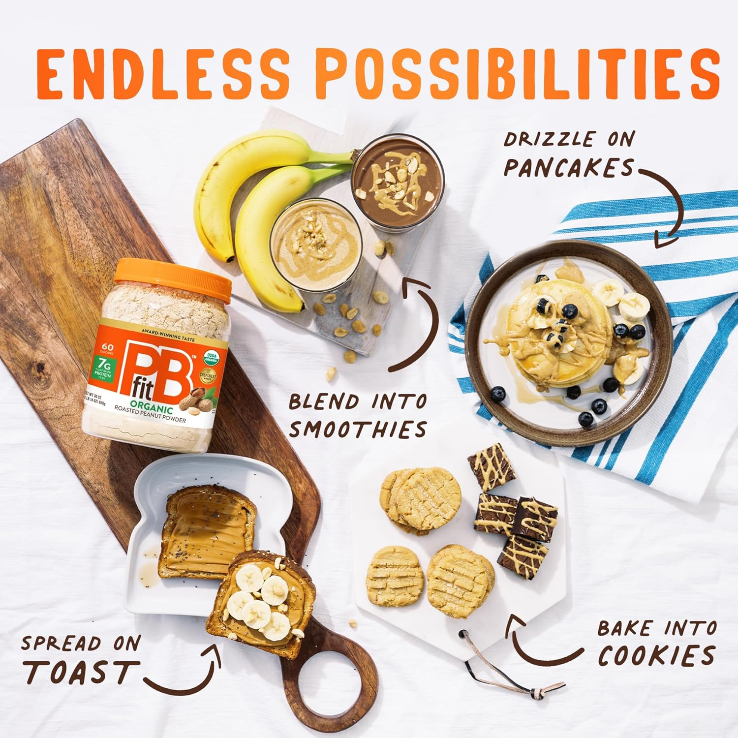 Pbfit All-Natural Organic Peanut Butter Powder, Powdered Peanut Spread from Real Roasted Pressed Peanuts, 8G of Protein (30 Oz.) image number 4