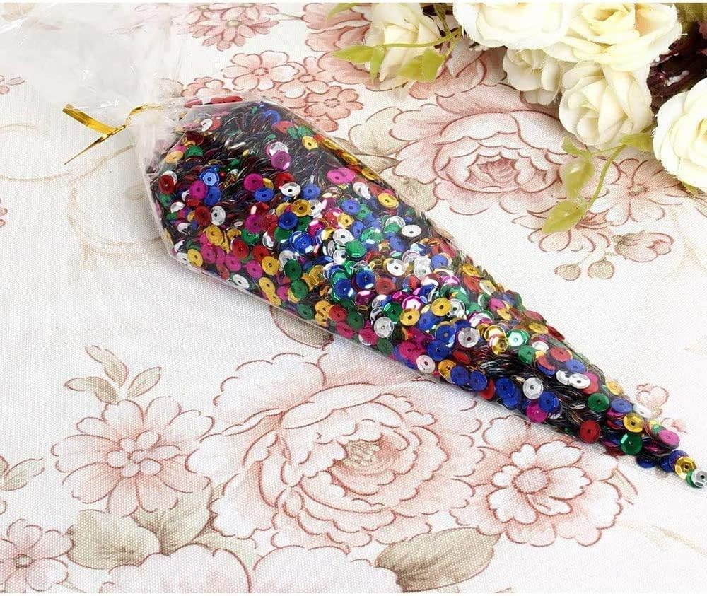 200PCS Cone Cellophane Bags, Betterjonny 13 * 25CM Clear Plastic Sweets Bags with Twist Ties, Triangle Party Cellophane Bag for Lolly Popcorn Cookies Candy Snacks Flowers&Graduation Birthday Wedding image number 1