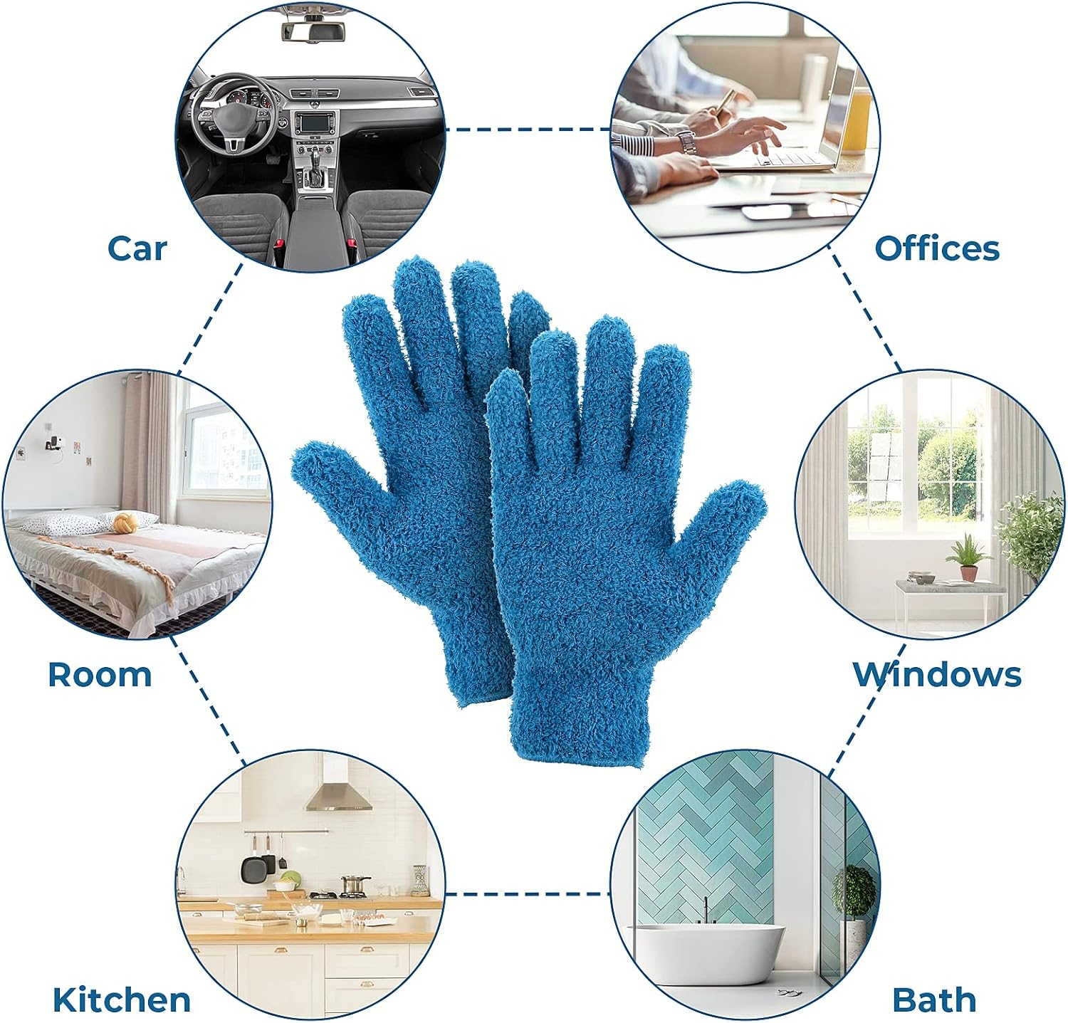 2 Pairs Microfiber Dusting Gloves Cleaning Gloves Flexible No Shedding Microfiber Dust Cleaning Glove Wipes, Dust Gloves for Cleaning Furniture, Lamp and Hard-To-Reach Corner Gap image number 2