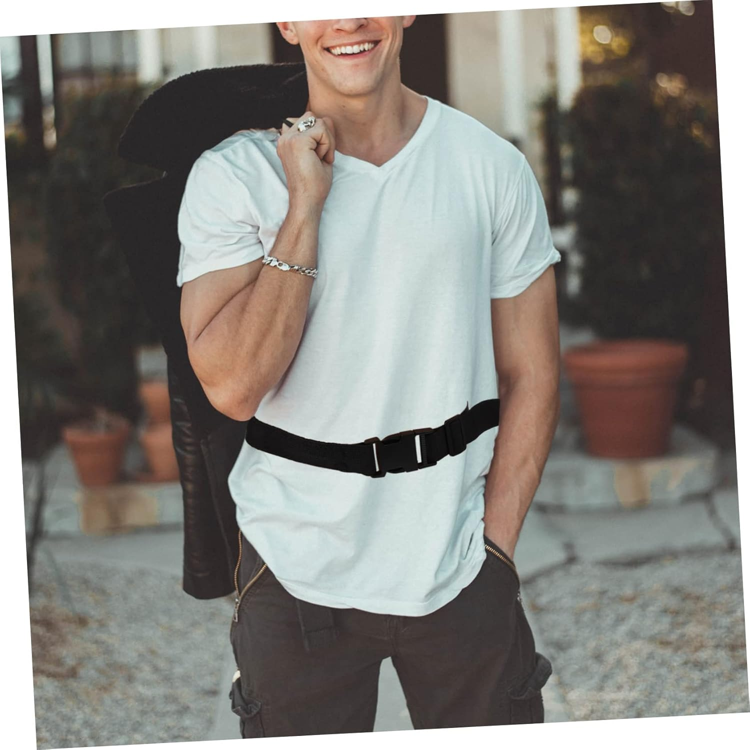 Abaodam Hidden Money Belt for Travel and Sports, Lightweight Black Waist Wallet with Zippered Pocket, Adjustable 120Cm Secure Fanny Pack for Men and Women Outdoor Activities