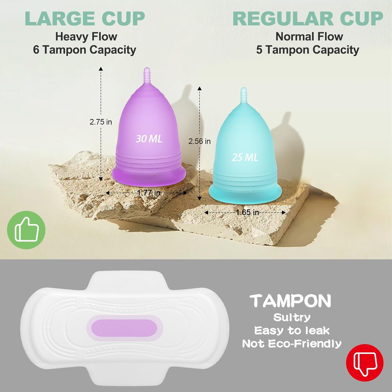 YTYOMUR Menstrual Cups with Sterilizer, 2 Reusable Period Cups for Women, Tampon and Pad Alternative, Feminine Cup with Cleaner Set image number 5