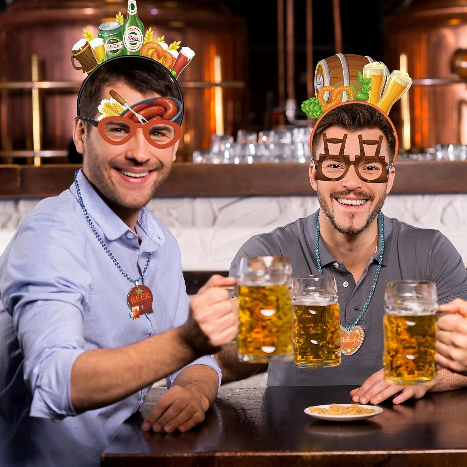 Herdear 36 Pcs Oktoberfest Party Favors Set Oktoberfest Felt Eyeglasses Headbands Bead Necklaces Oktoberfest Photo Booth Props Accessories for German Bavarian Beer Festival Decoration Party Supplies image number 5