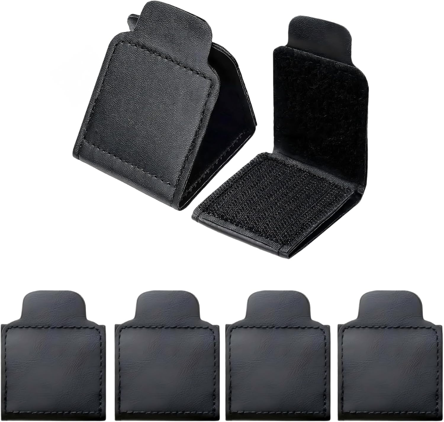 4PCS Car Seat Belt Adjuster,Leather Shoulder Strap Positioner,Protective Safety Strap Adjuster Pad for Kids Adults (Black) image number 3