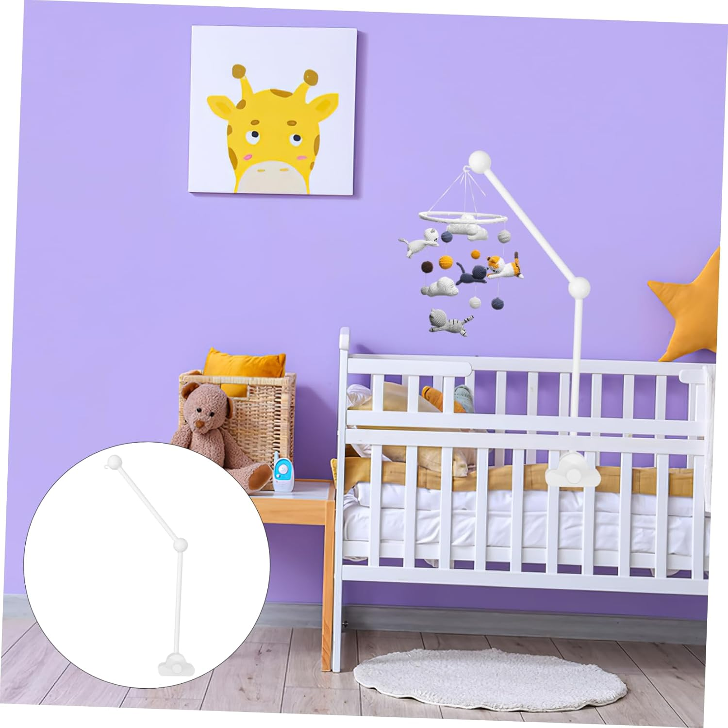Wooden Crib Mobile Bracket Mobile Arm for Crib Bed Hanger Arm Holder Bell Support