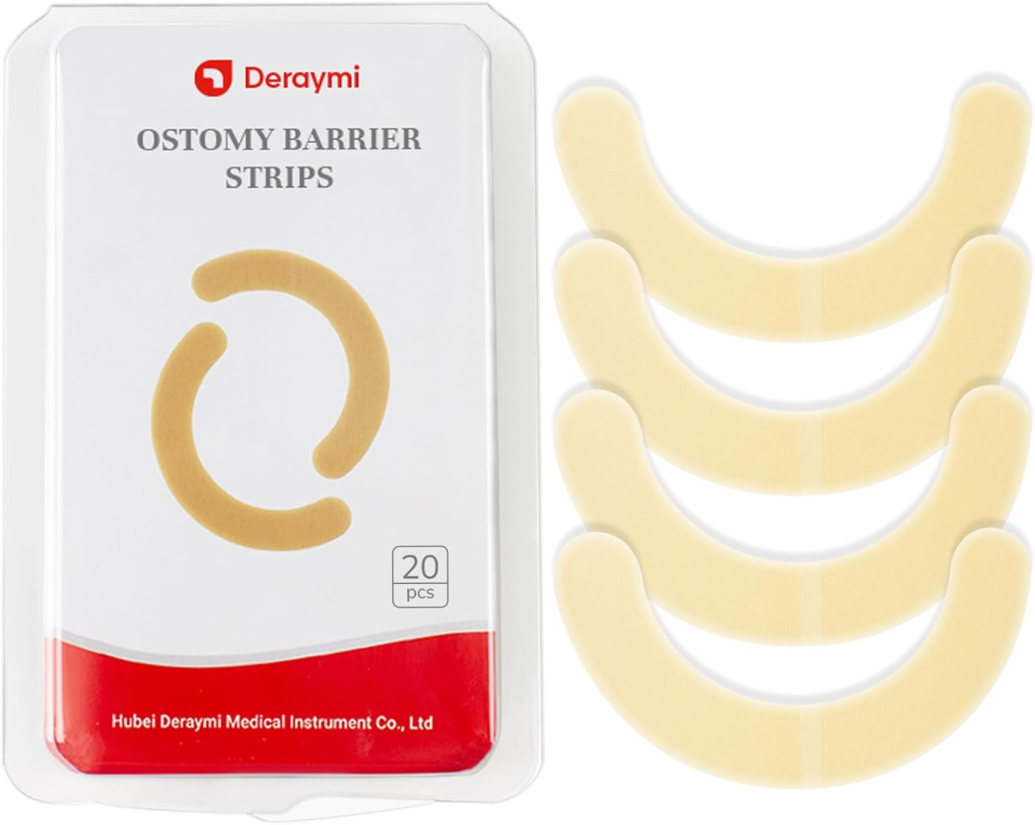 DERAYMI 20 Pack Ostomy Barrier Strips, Elastic Colostomy Film Tape to Stop Leaks, Latex-Free Medical Grade Hydrocolloid Skin Flange Extenders Stoma for Colostomy Ileostomy Bags Pouches image number 2