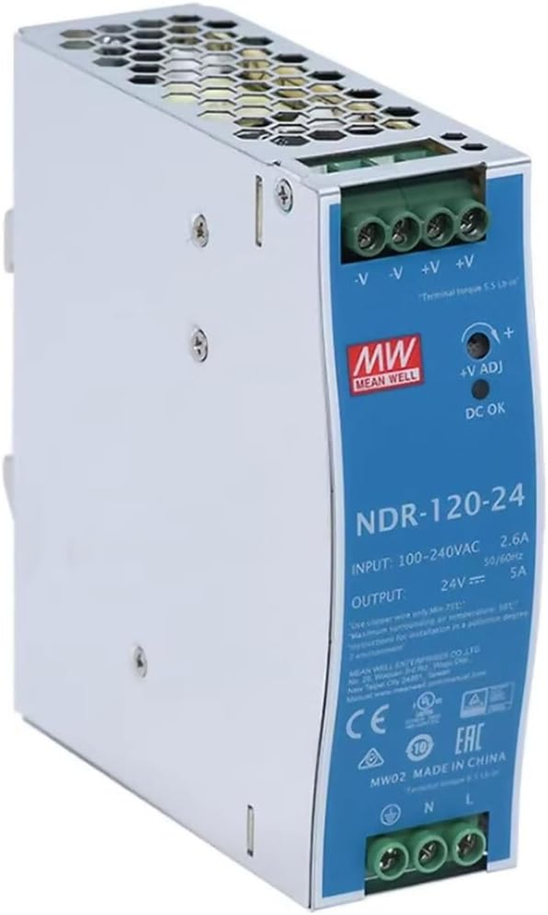 NDR-120-24 Genuine Mean Well DIN Rail Power Supply 24V 5A 120W - 24V image number 1