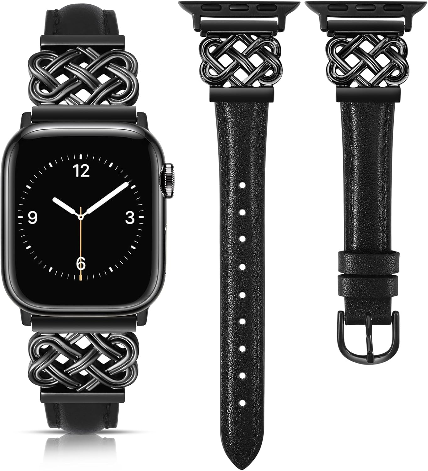 TOYOUTHS Compatible with Apple Watch Band Leather Strap 38/40/41/42/44/45/46/49Mm Women, Slim Dressy Leather Bracelet Designer Interlock Buckle for Iwatch Series 11/10/9/8/7/6/5/4/Ultra/Se/3/2/1