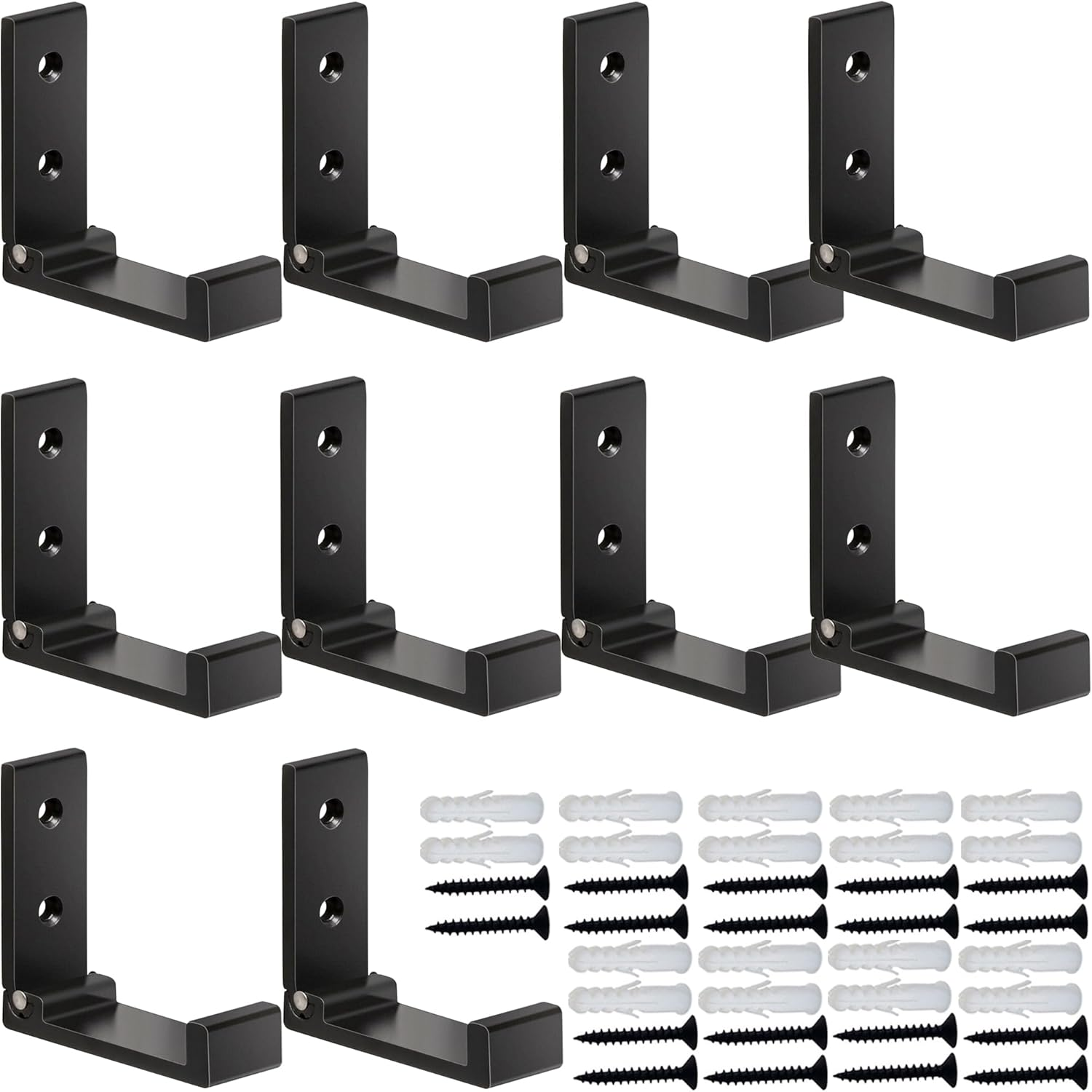 Folding Coat Hooks, 10Pcs Wall Hooks for Hanging Coat Towel Hooks Hardware Heavy Duty Aluminum Alloy Headphone Holder Hooks No Rust Wall Mounted with Screws for Bags Fitness Equipment (10Pcs-Silvery)
