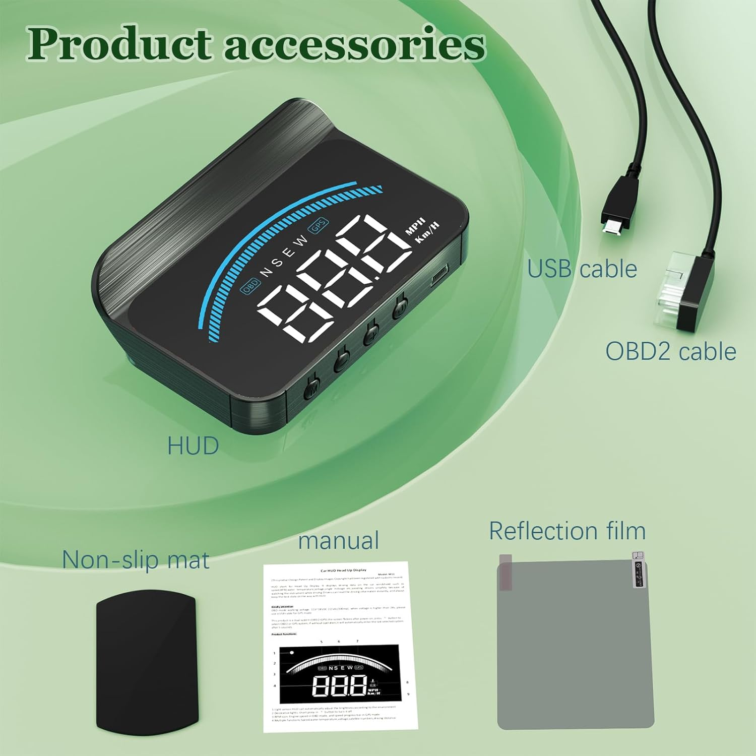 Heads up Display for Cars M11,Universal OBD+GPS Digital Speedometer Dual System 3.5 Inches HUD with Speed,Water Temperature,Driving Mileage,Overspeed Alarm,Suitable for All Cars