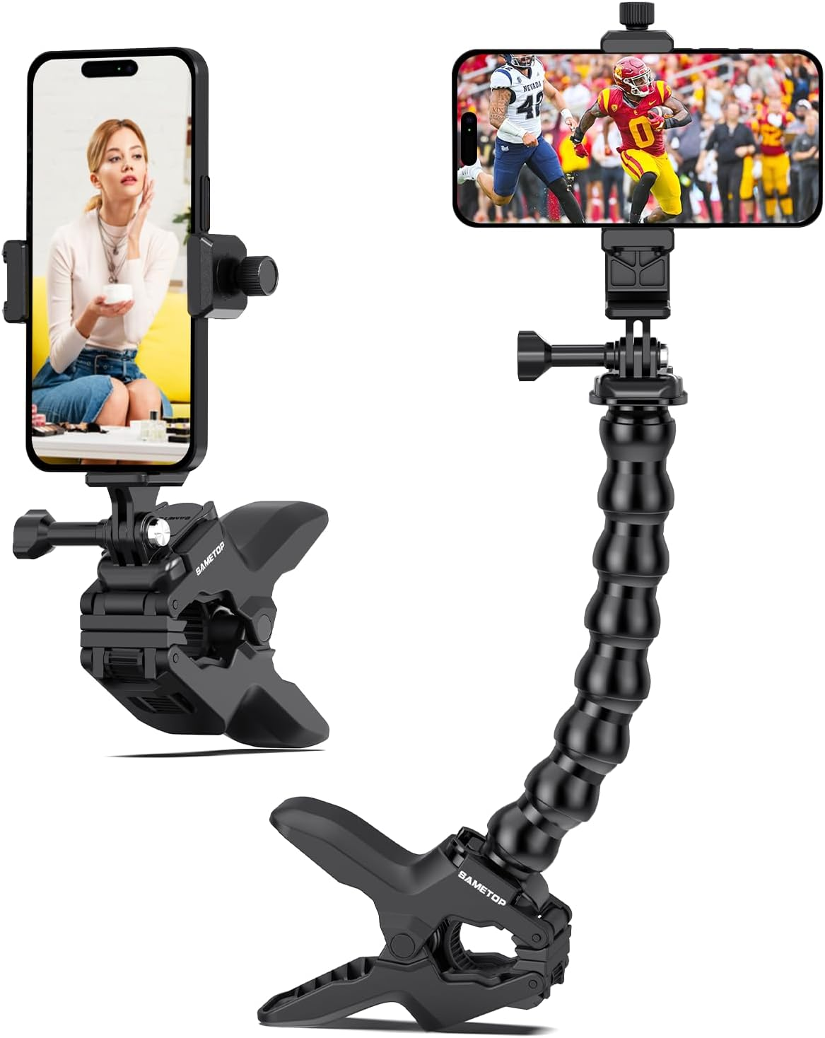 Sametop Phone Holder Clamp Mount Gooseneck Clip Cell Phone Stand for Desk Pole Compatible with Iphone 16 15 14 Pro Max plus 13 12 11 SE XS XR X 8 7 6 Samsung Gopro and All 4-7" Devices image number 5