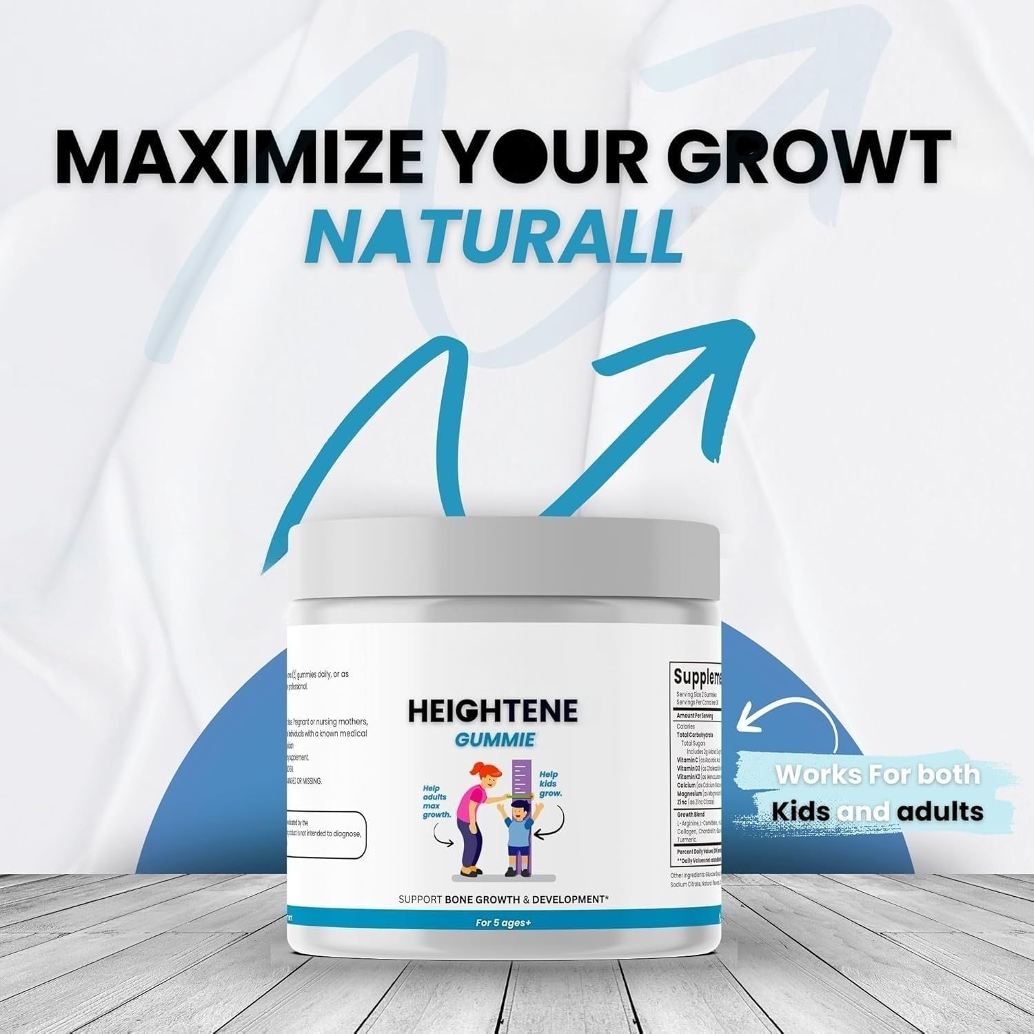 Heightener Gummies - Natural Height Growth for Kids, Teens and Adults to Support Bone Strength image number 1
