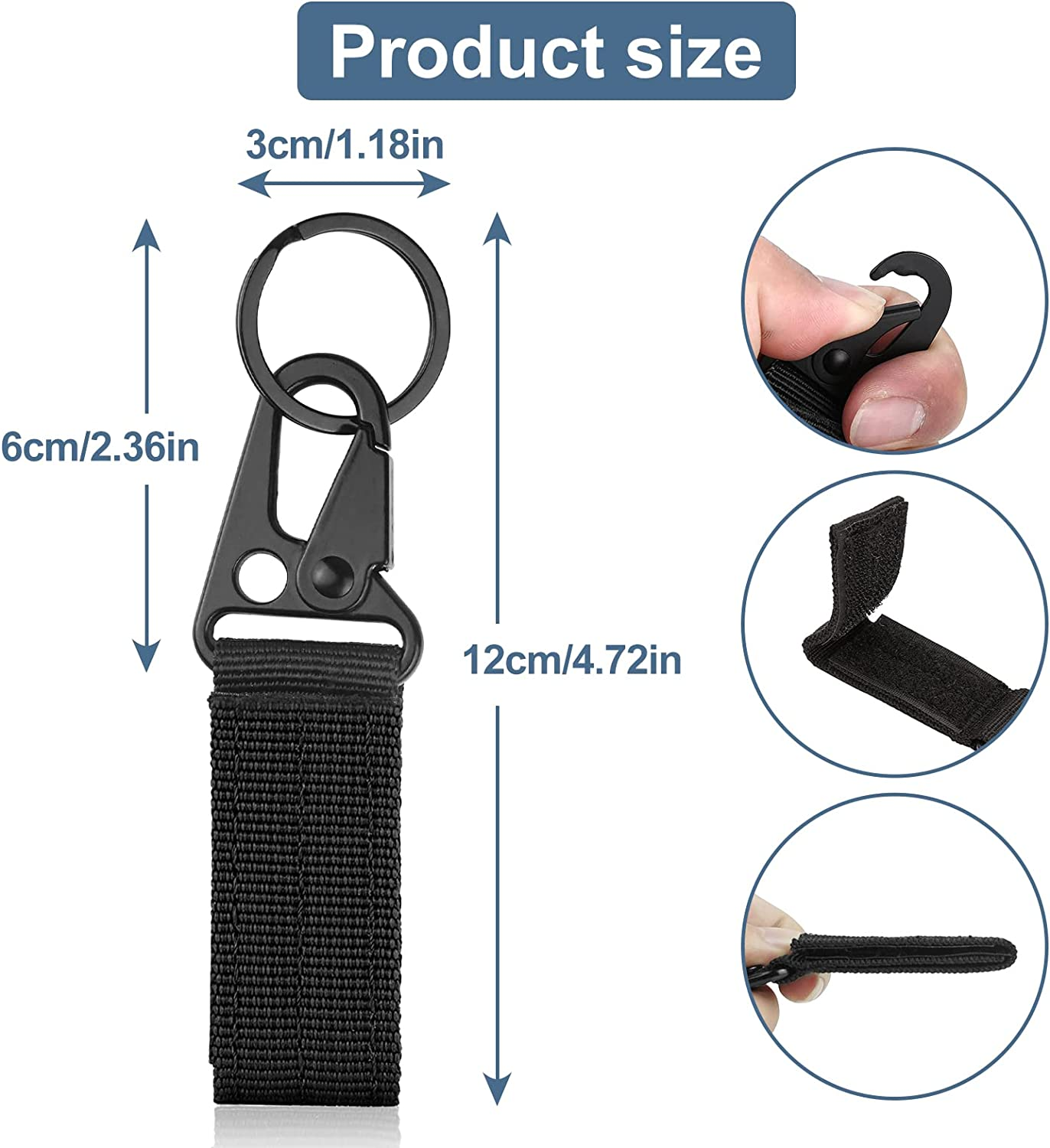 28/24/17 Pack Vashly Molle Backpack Attachments Kit of Accessories, D-Ring Grimloc Locking Gear Clip Web Dominator Elastic Strings Strap image number 4