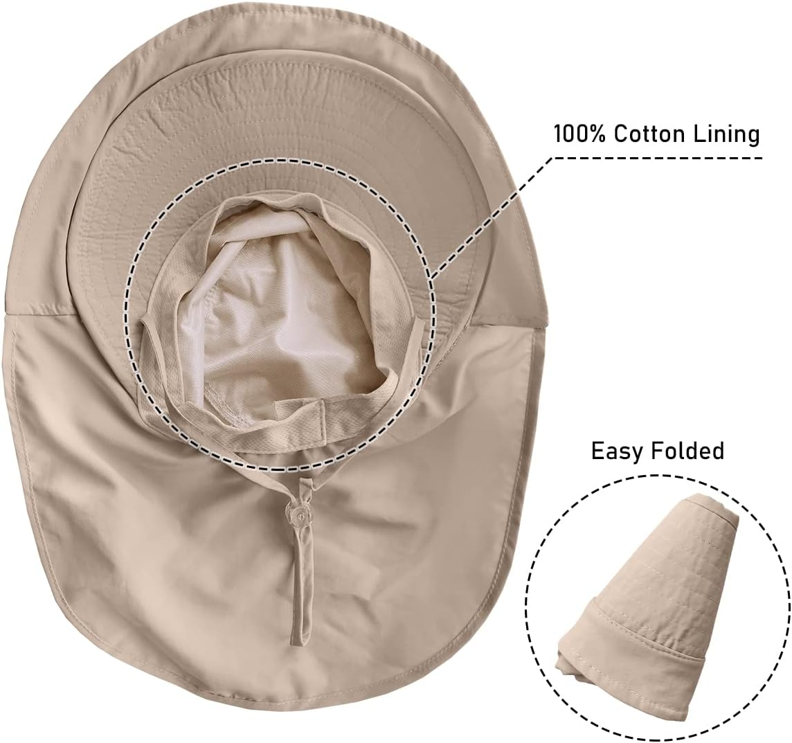 29 IYEBRAO Pack of 2 Women'S Sun Hats with Neck Protection UV Protection Wide Brim Ponytail Summer Hat UPF 50 Adjustable Beach Fishing Hat Garden Outdoor Hat - Pack Of 2 Black And Light Grey image number 7