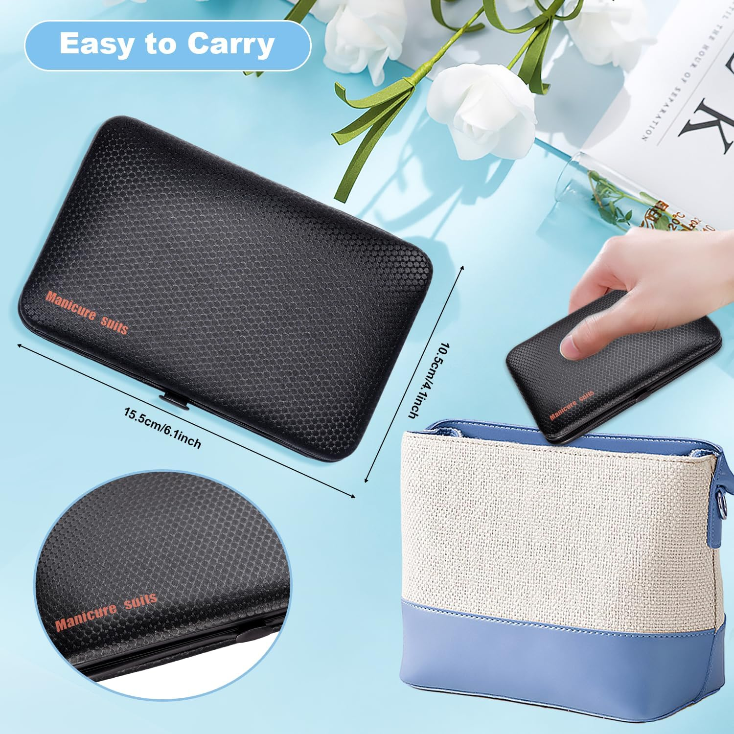 Manicure Set Nail Set 23-Piece Pedicure Set Nail Clippers Stainless Steel Portable Nail Scissors Set with PU Leather Case Nail Care Set Professional All-Round Hand Foot Care Kit for Men and Women Black Red image number 4