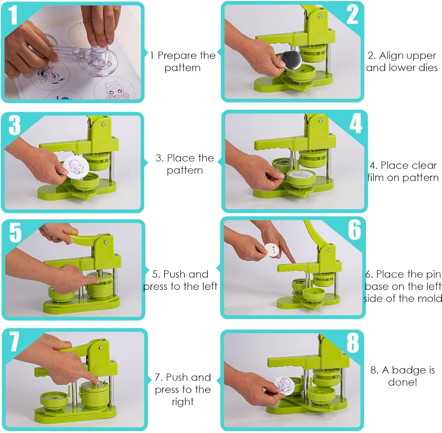 Button Maker Machine, DIY Button Pin Maker Machine, Badge Button Press Machine with 100Pcs Button Parts, Circle Cutter, Book (58Mm) image number 4