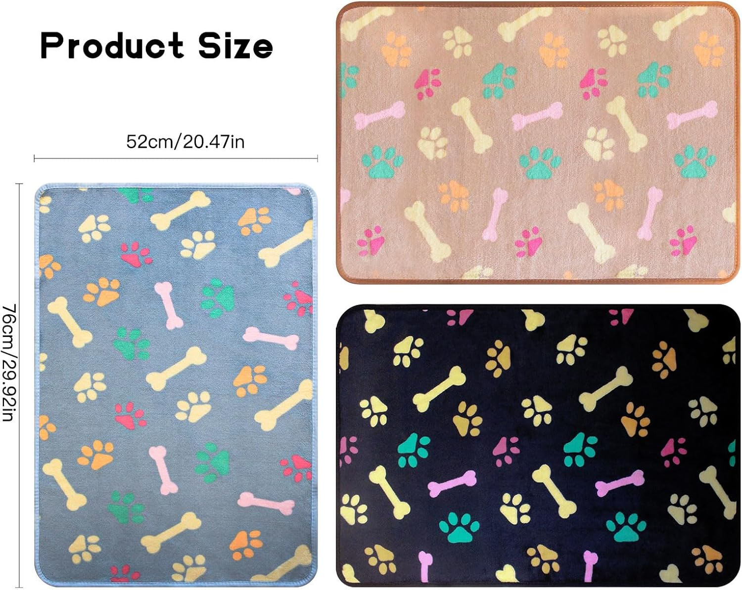 1 Pack 3 Dog Blankets, 3 Pcs Pet Flannel Blankets, Super Soft Fluffy Cute Bone Pattern Fleece Pet Blanket, Throw Blankets for Dogs & Cats, Bedding, Couches & Travel Puppy Blankets image number 1