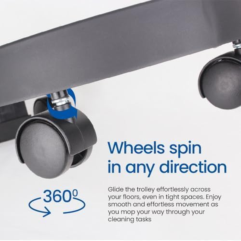 White Magic Spin Mop Trolley &ndash; Effortless Movement & 360-Degree Maneuverability &ndash; Compatible with White Magic Spin Mop Buckets &ndash; Secure Bucket Holder &ndash; Pressure-Activated Brake for Stability image number 1