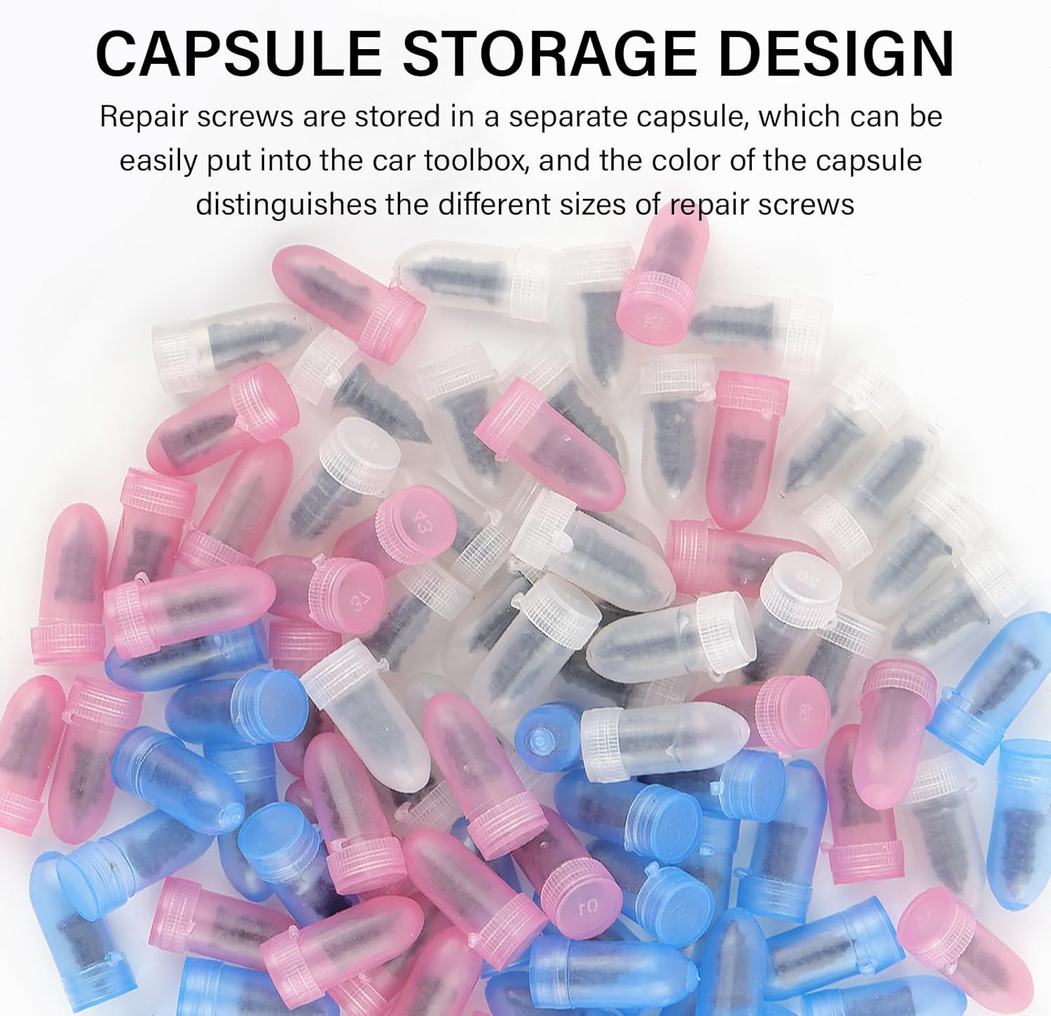 100PCS Tire Screw Plug Repair Kit,Self-Service Tire Repair Kit Includes 3 Sizes of Screw in Tires Plugs & Screwdriver for Quick Repairs,Professional Tires Repairs Rubber Nail image number 5