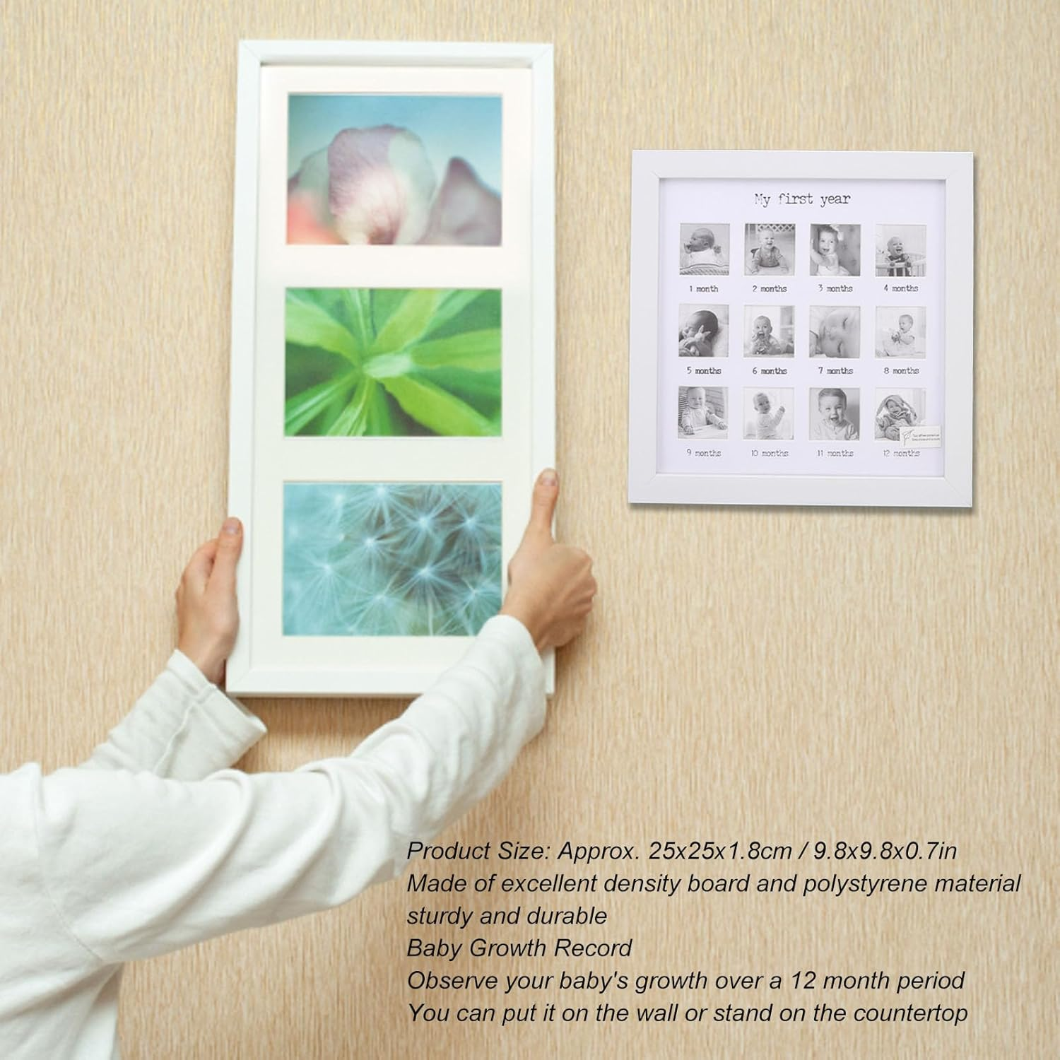 Baby First Year Photo Frame with Sturdy Material, Growth Record, Placement, Easy to Use, save Space, Monthly Picture Frame for Baby image number 2