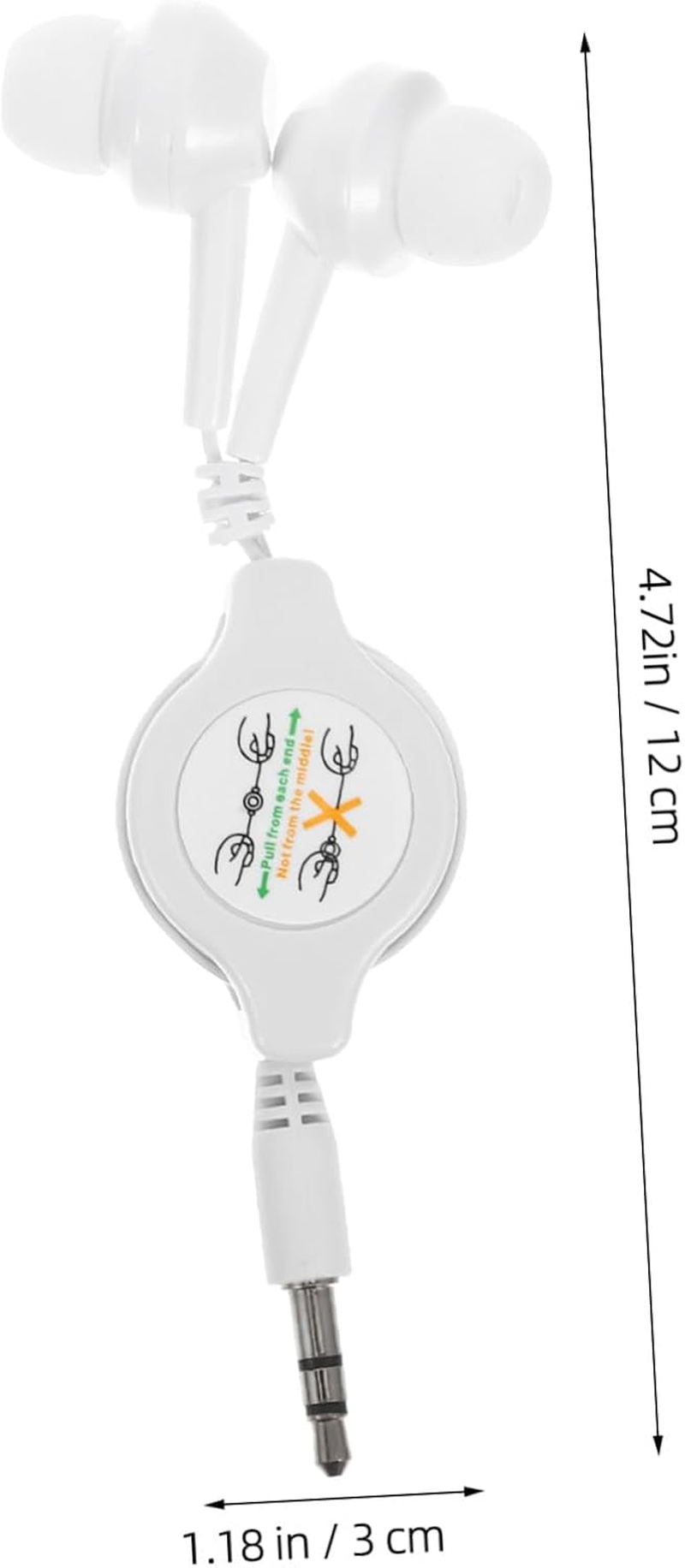 CATIEBYE Retractable in Ear Headphones Earphone with Sound Insulation Wired Earbuds for Travel Workouts Compatible with Jack White image number 6