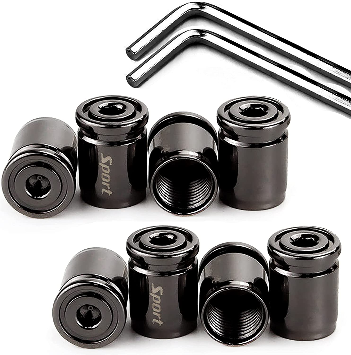 Dsycar 8 Pack Locking Tire Valve Stem Caps Auto Wheel Tyre Air Stems Cover with Rubber Seal, Anti-Theft Aluminum Valve Stem Caps Fits Cars, Motorcycles, Bicycles, Lock Tight Fit (8 Pack Bullet/Black)