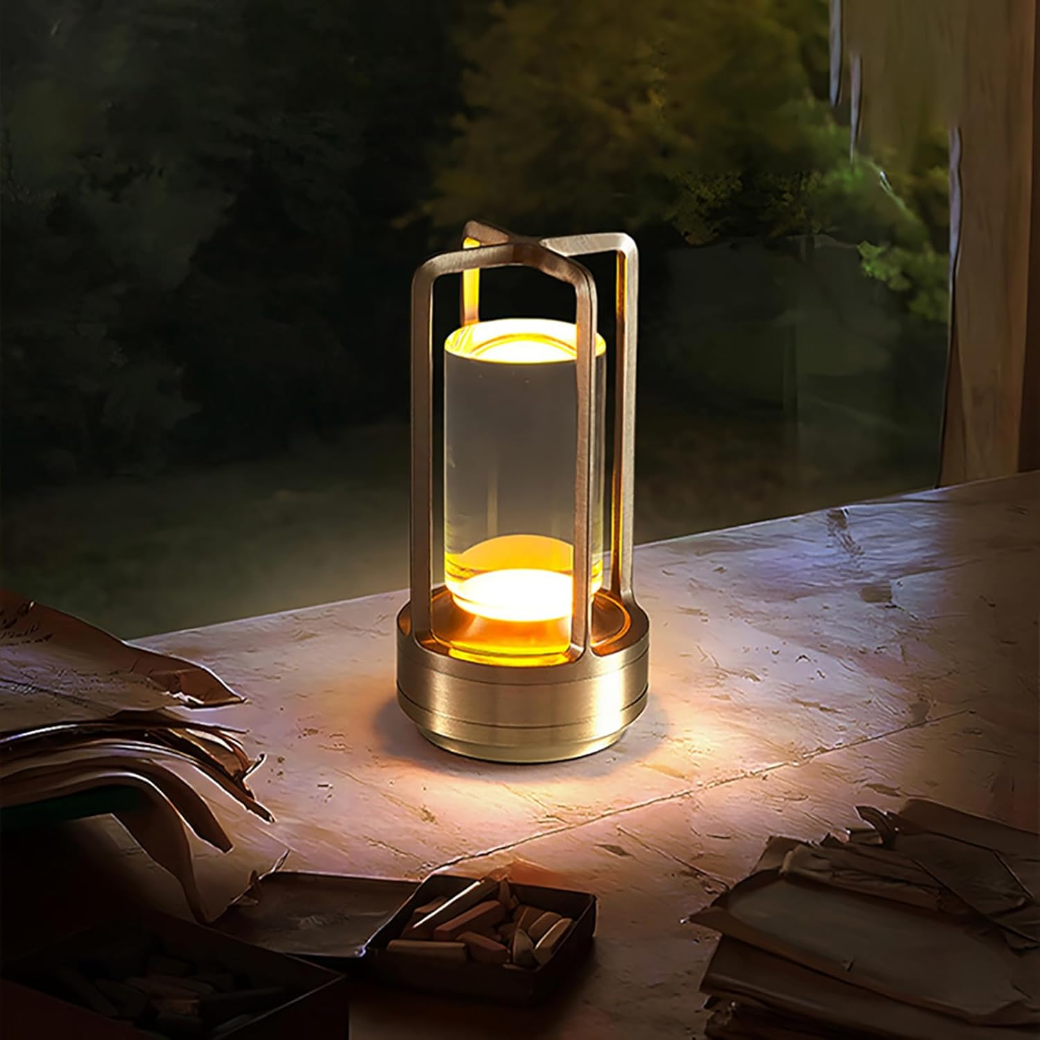 Shenzhi Tech LED Table Lamp, USB Rechargeable Desk Lamp, Touch Controlled Dimmable Indoor Night Light for Home Decor Bedside Room Hotel Office Cafe (Golden) image number 5