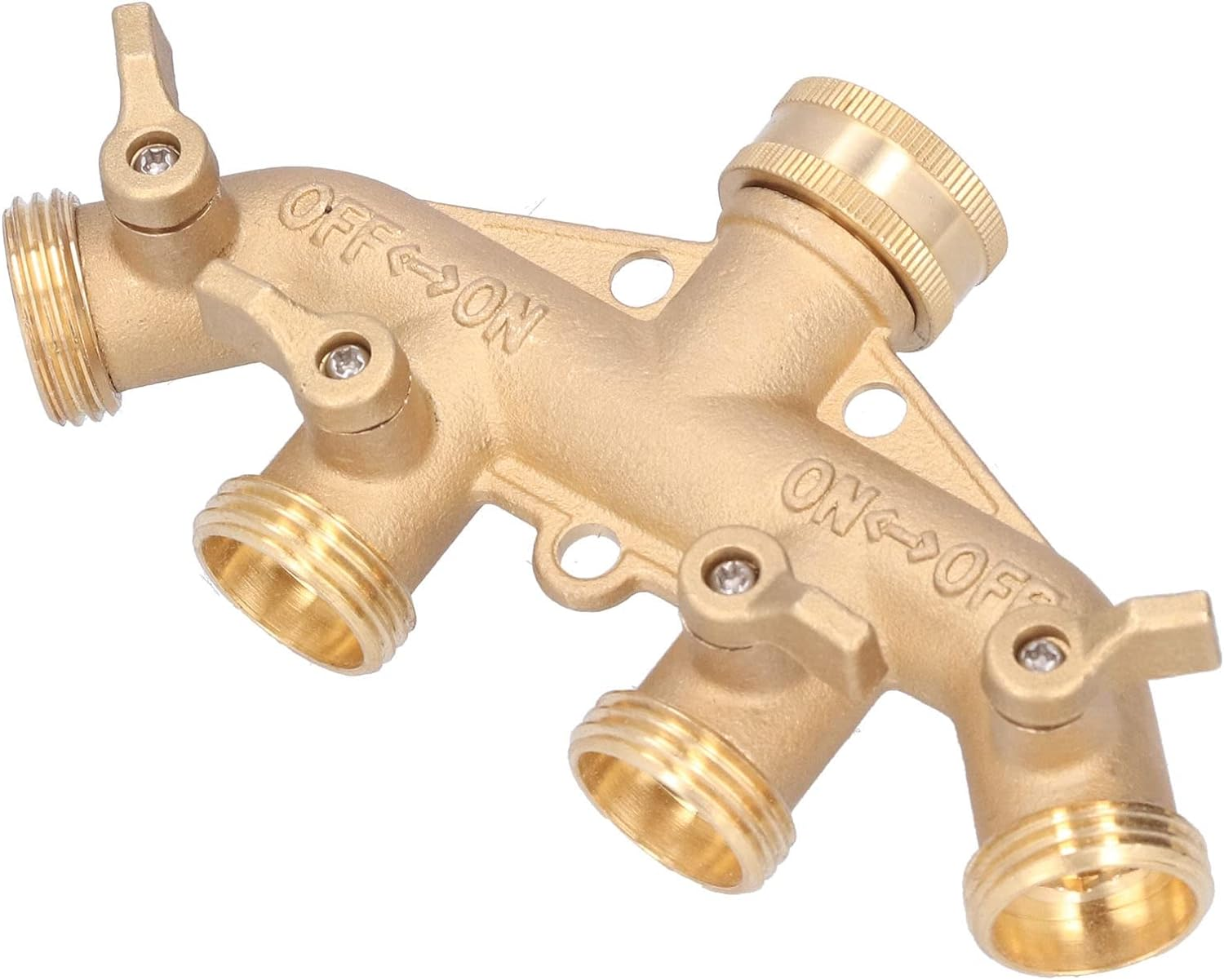 4 Way Connector, Hose Splitter Brass for Lawn Irrigation for Garden Irrigation System image number 3