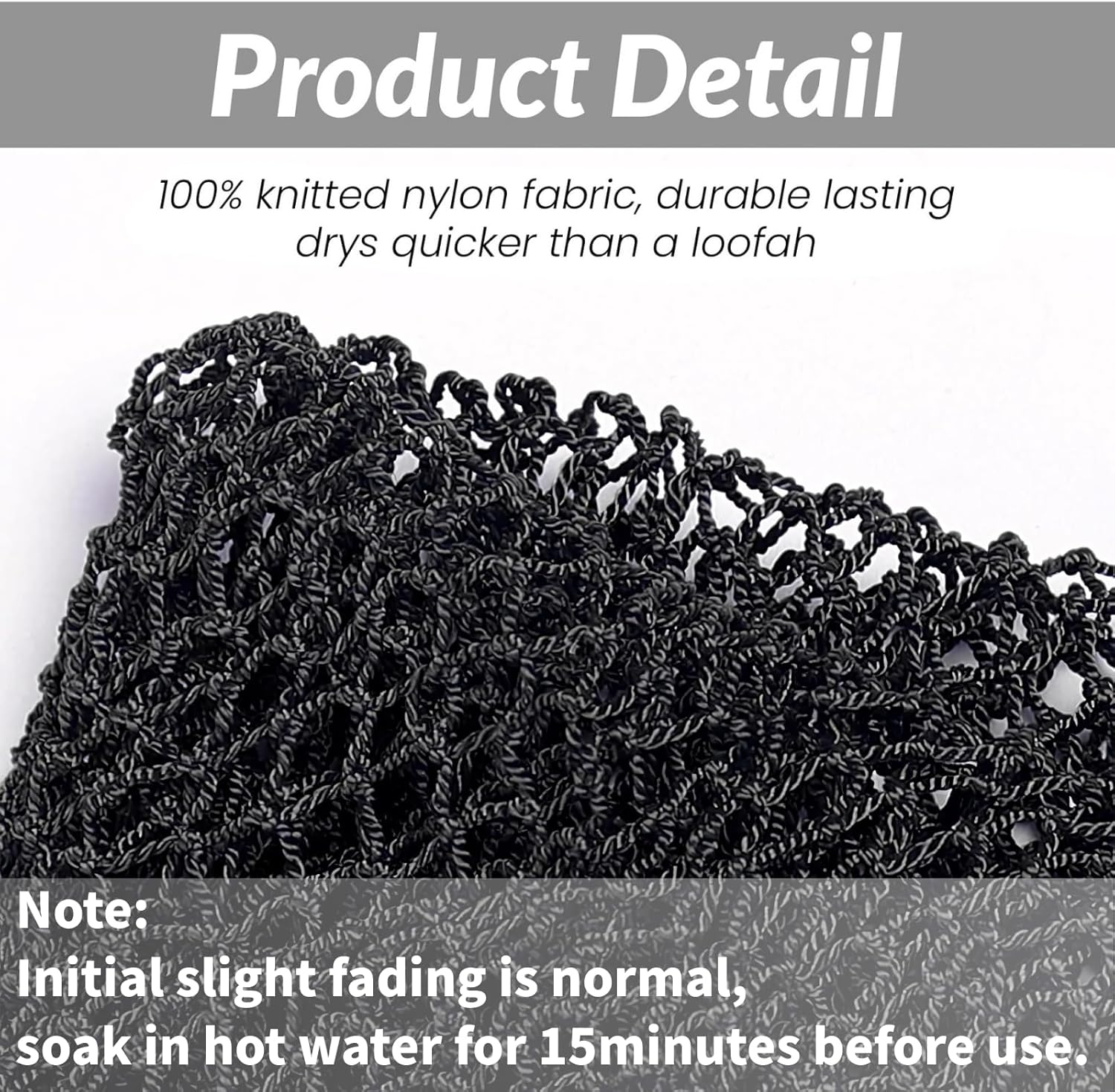 African Net Sponge with Exfoliating Knots - Exfoliating Scrubber for All Skin Types, Bath Sponge for Face & Body, Travel Portable, Durable, Gentle Exfoliation, Bath and Shower Essential, Body Exfoliator Sponge (Black) image number 3