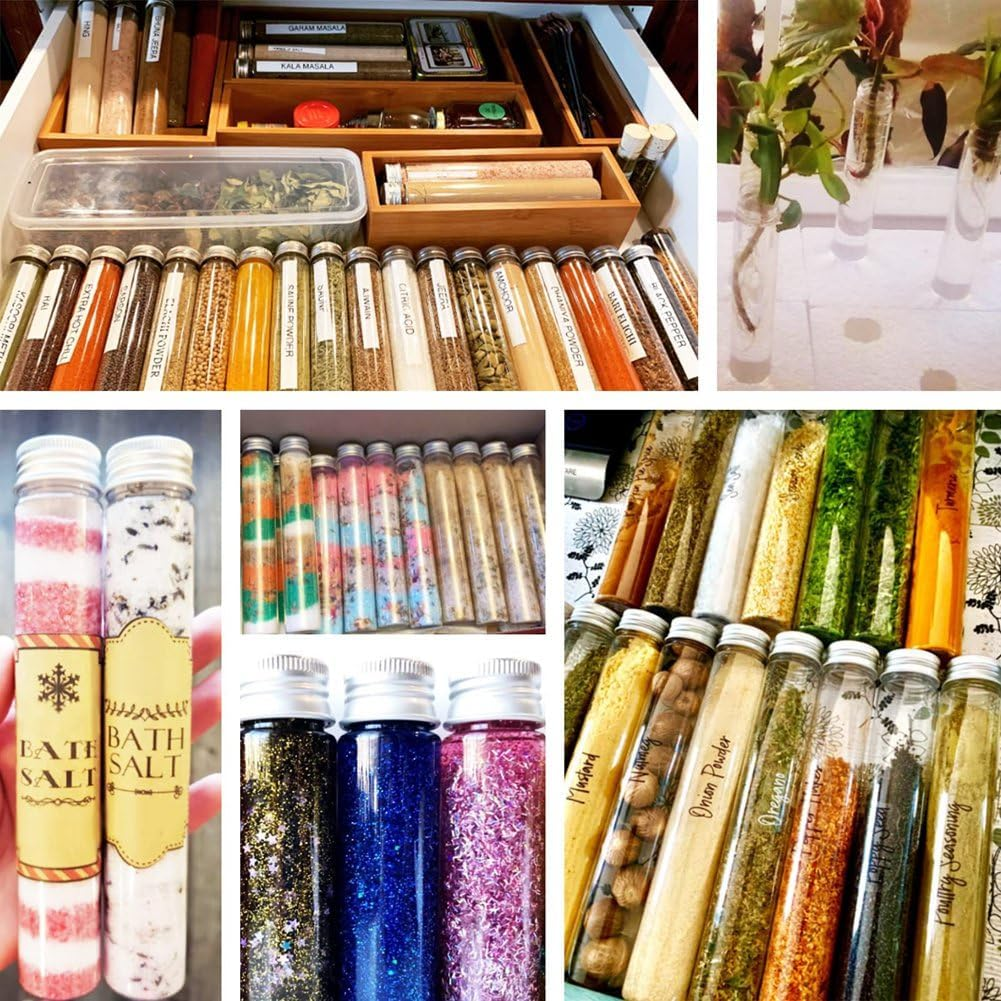 Ysyaxsyt 24 Pcs 110Ml Test Tubes,Clear Plastic Test Tubes with Caps,Flat-Bottomed Bath Salt Containers for Candy,Gumball Candy image number 3
