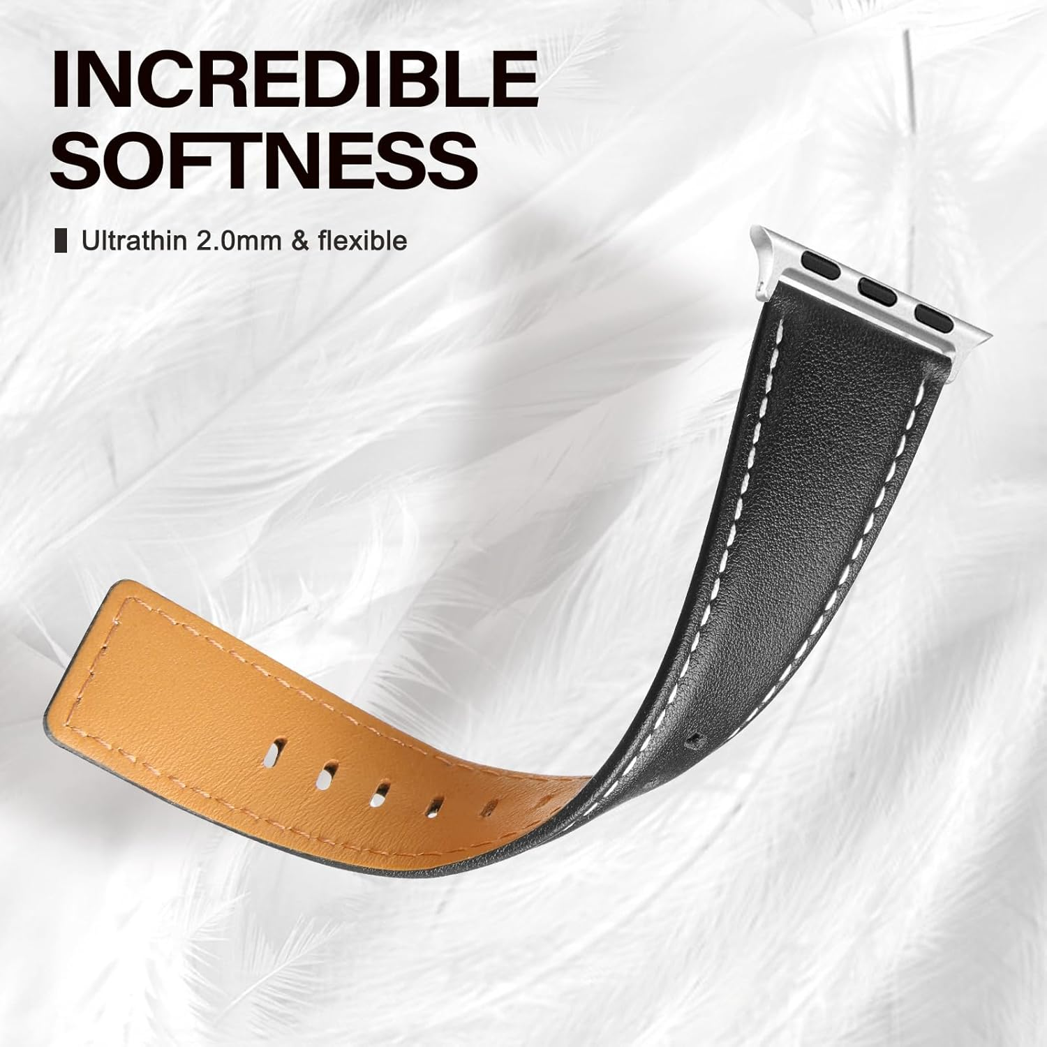 EDIMENS Leather Bands Compatible with Apple Watch 42Mm 44Mm 45Mm Band Men Women,Vintage Genuine Leather Wristband Replacement Band Compatible for Apple Iwatch Series 8 7 6 5 4 3 2 1 SE Sports Edition image number 4