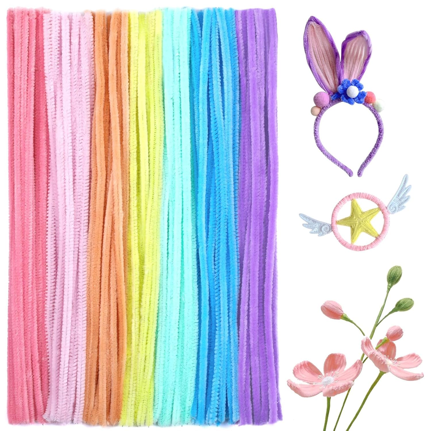 200 Pcs Pipe Cleaners Craft, Pipe Cleaners Chenille Stem,7 Assorted Colors Pipe Cleaners Craft Supplies for Pipe Cleaners DIY Arts Crafts Decorations image number 1