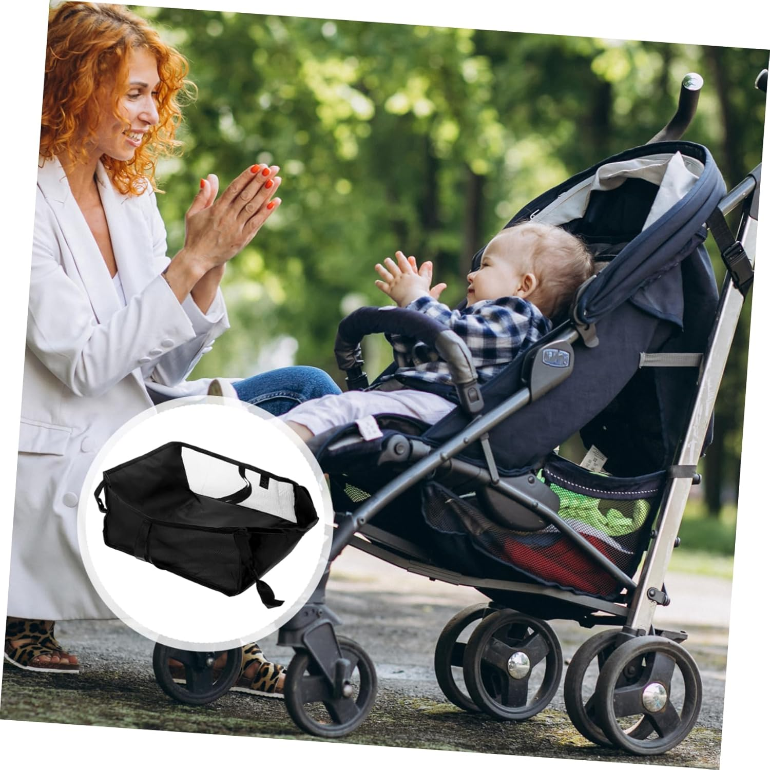 VICASKY Universal Lightweight Pram Storage Basket under Stroller Organizer Bag for Shopping Foldable Design for Easy Storage No Board image number 1