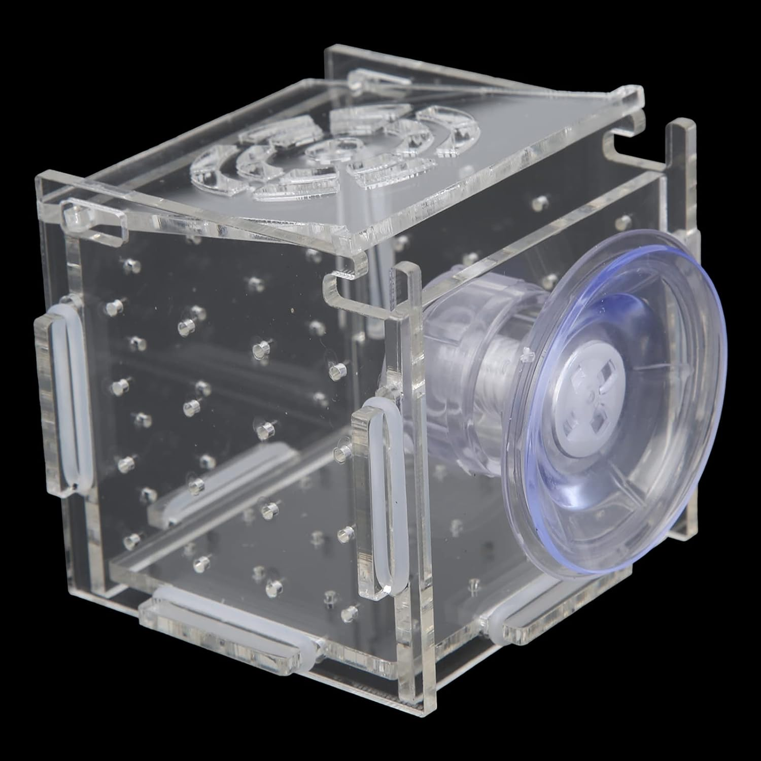 Fish Breeding Box, Aquarium Hatchery Transparent Fish Isolation Box with Feeding Hole for Shrimp(Single Grid Small Mini 6 * 6 * 6) image number 2