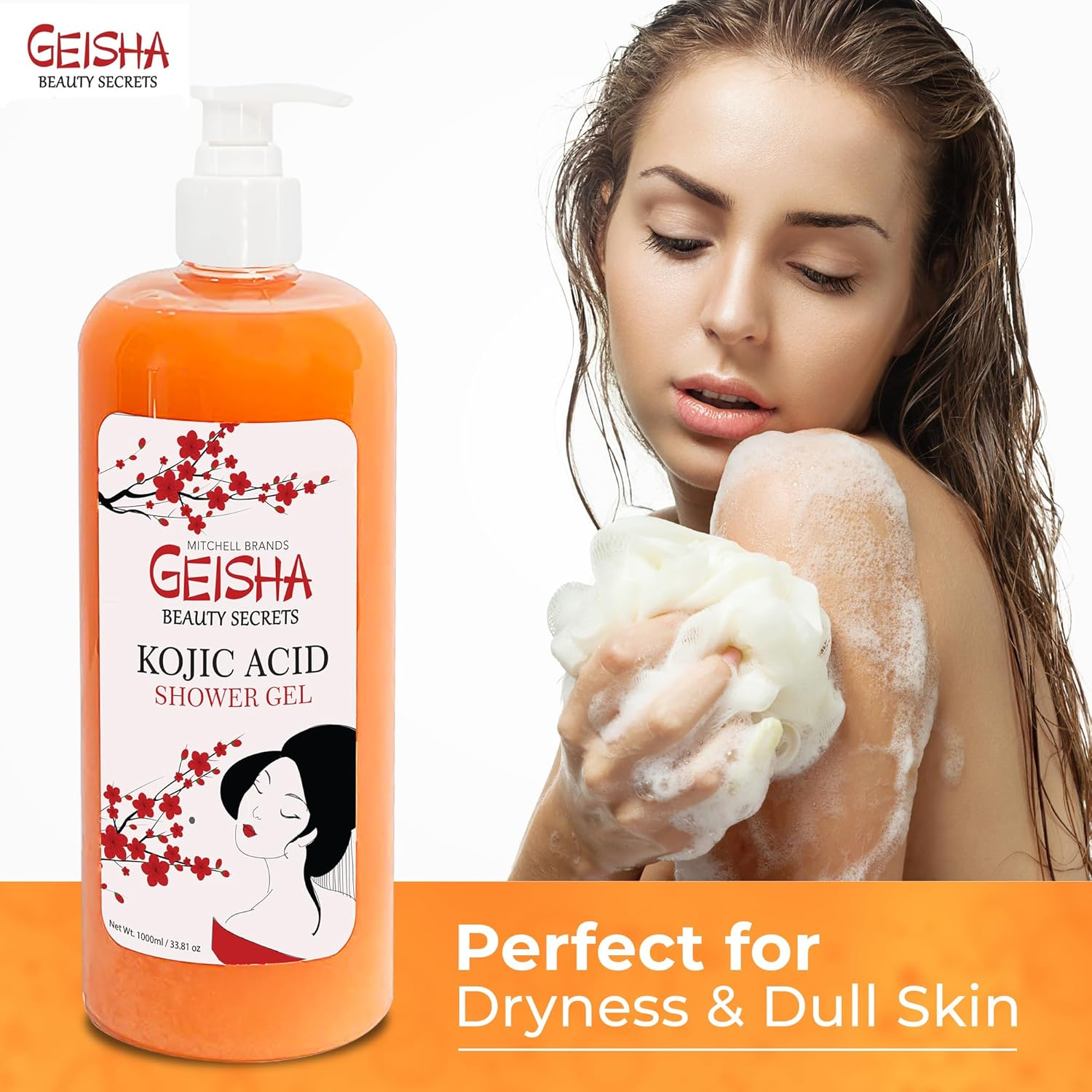 Geisha, Kojic Acid Body Wash | 33 Fl Oz / 1000 Ml | Even Out Skin Tone, Reduce Dark Spots, Skin Radiance, Face and Body Wash | with Coconut Oil and Shea Butter image number 2