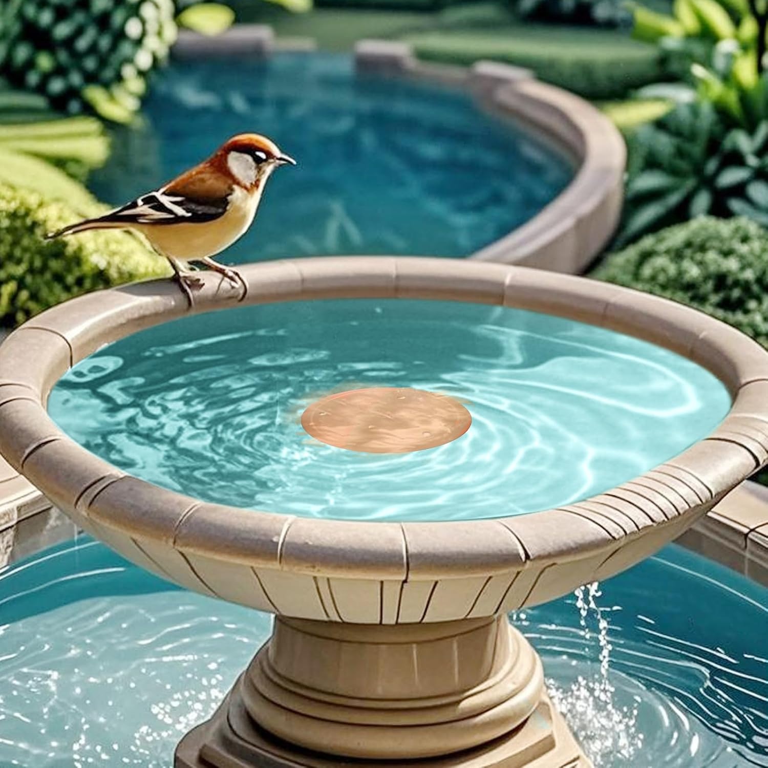 Bird Bath Copper Disk &ndash; 99.99% Pure Copper Water Cleaner, 1 Mm Thick with Stable Triple-Point Support, Safe Natural Solution for Outdoor Birdbaths Bowls, All-Season Use,Bird,1Pcs image number 6