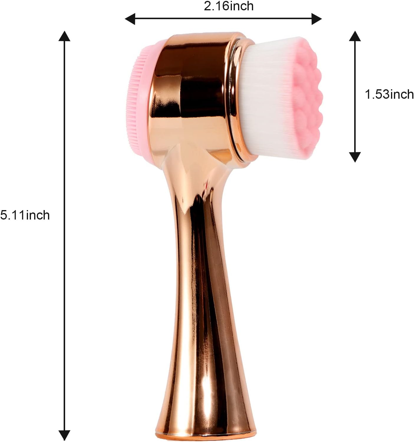 Beomeen Face Brush 2 in 1, Facial Cleansing Exfoliating Brush with Ultra Fine Soft Bristles for Pore Deep Cleansing Silicone Double Side Face Wash Scrub Brush for Skin Care, Gold