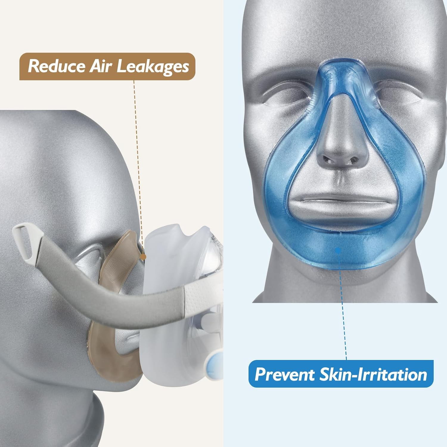 Upgrade CPAP Nose Pads Mask Liners for CPAP Full Face Mask Bipap Nasal Gel Pads for Sleep Apnea Users 2 Packs CPAP Supplies Full Face Mask Nose Gel Pads &ndash; Standard image number 1