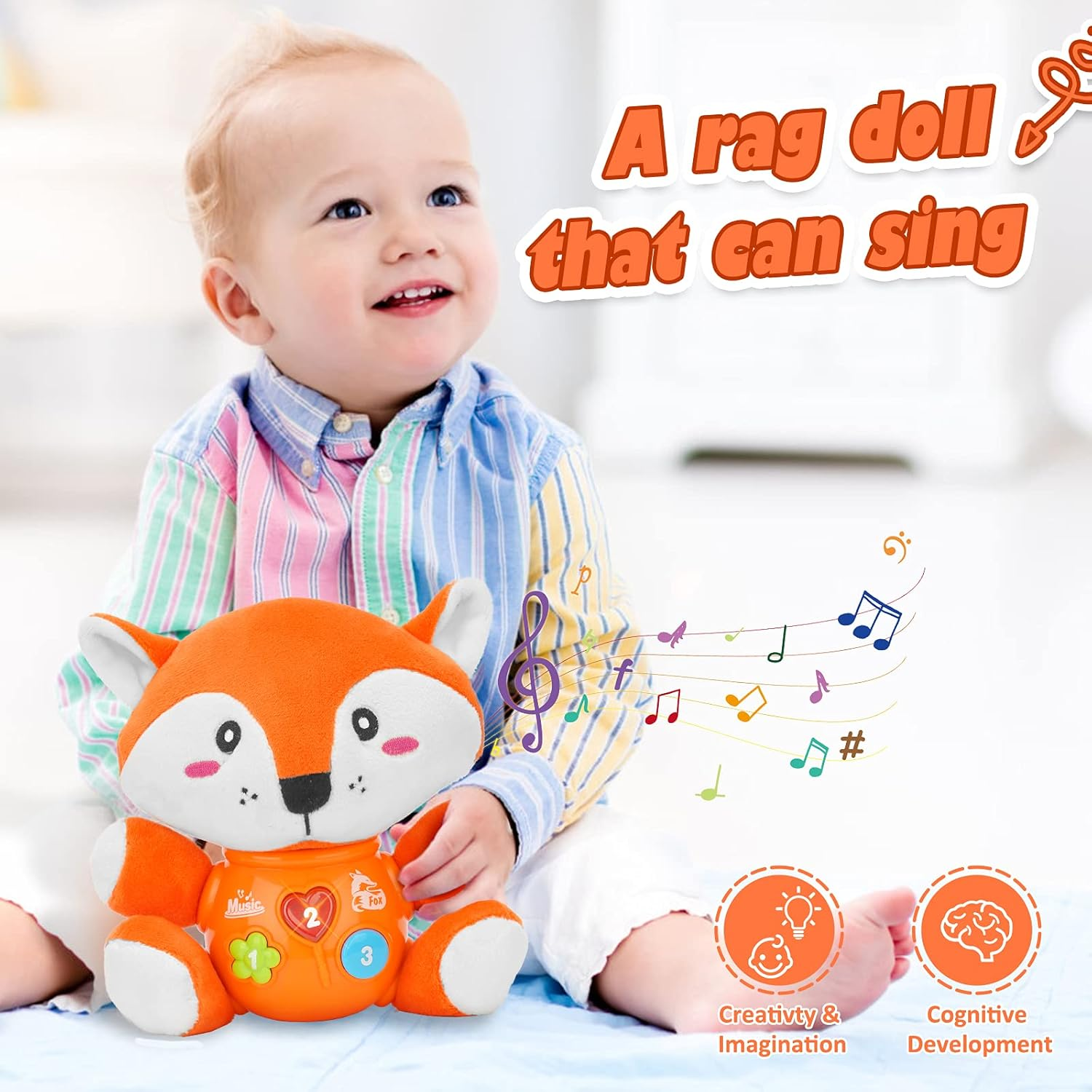 Musical Baby Toys, Daboot Cute Fox Baby Newborn Toys for Toddlers Babies 0 3 6 9 12 Month, Infants Baby Toy for Girls and Boys Best Gift image number 5