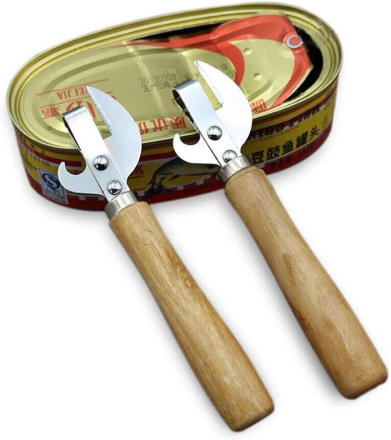 TEAMWILL 2Pcs Stainless Steel Traditional Old Fashion Stab Can & Tin Opener and Corkscrew image number 2