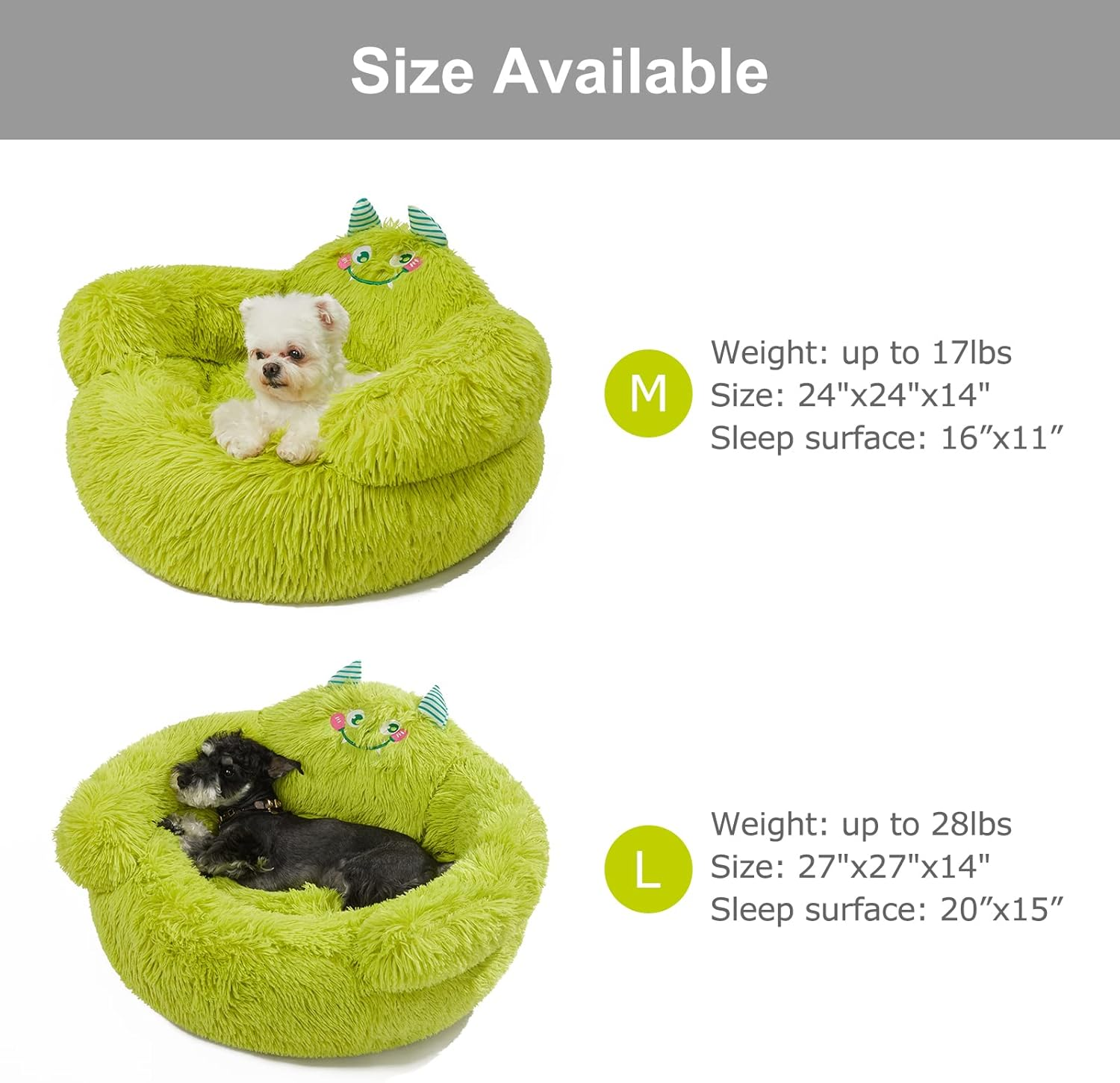 Jiupety Calming Donut Pet Bed, Plush Anti-Anxiety Dog & Cat Bed for Small Pets, Soft Indoor Cuddler Bed with Non-Slip Bottom, Medium (24"X24"X14"), Green image number 2